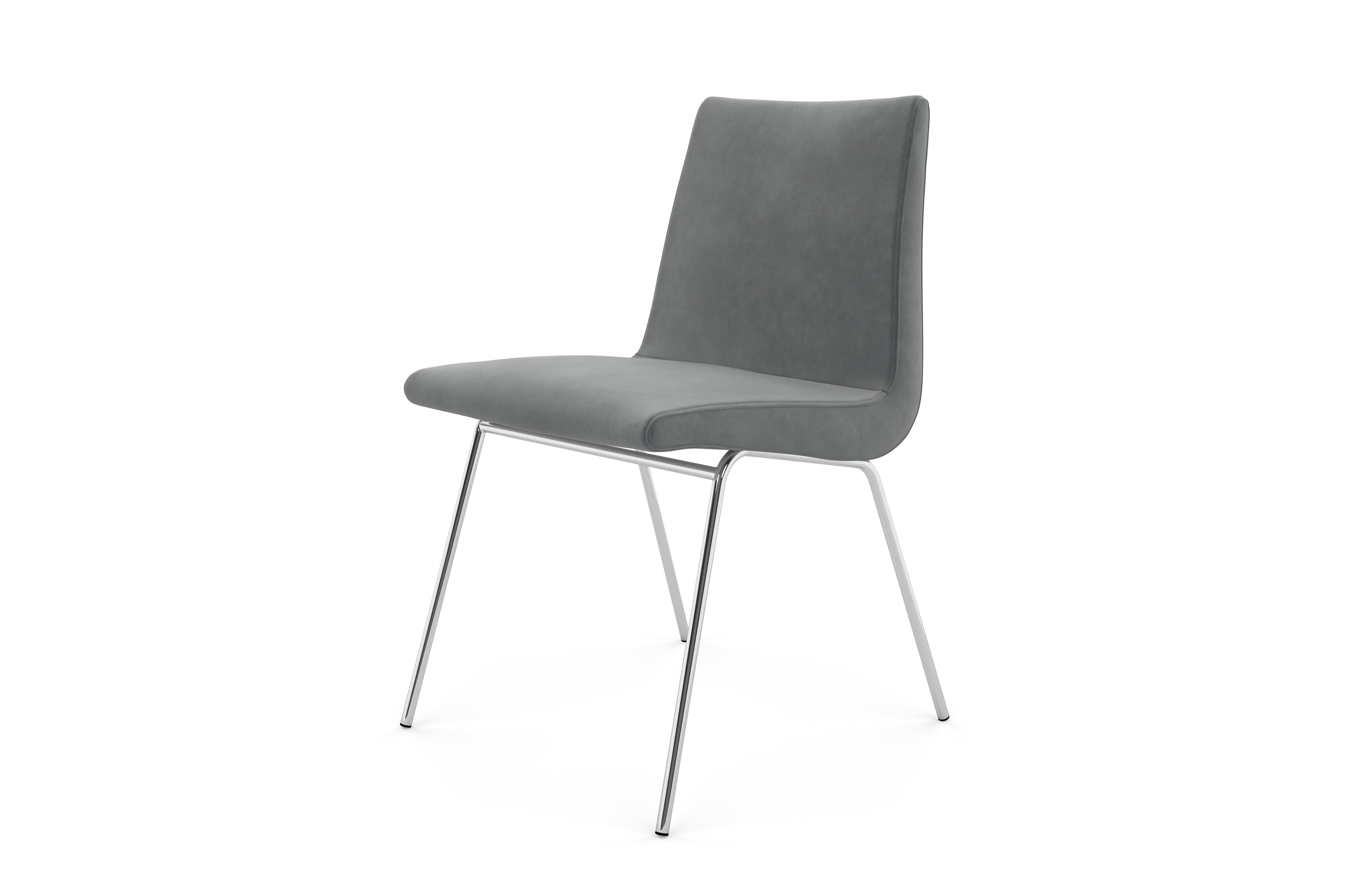 Grey Modern Chair with Steel Legs