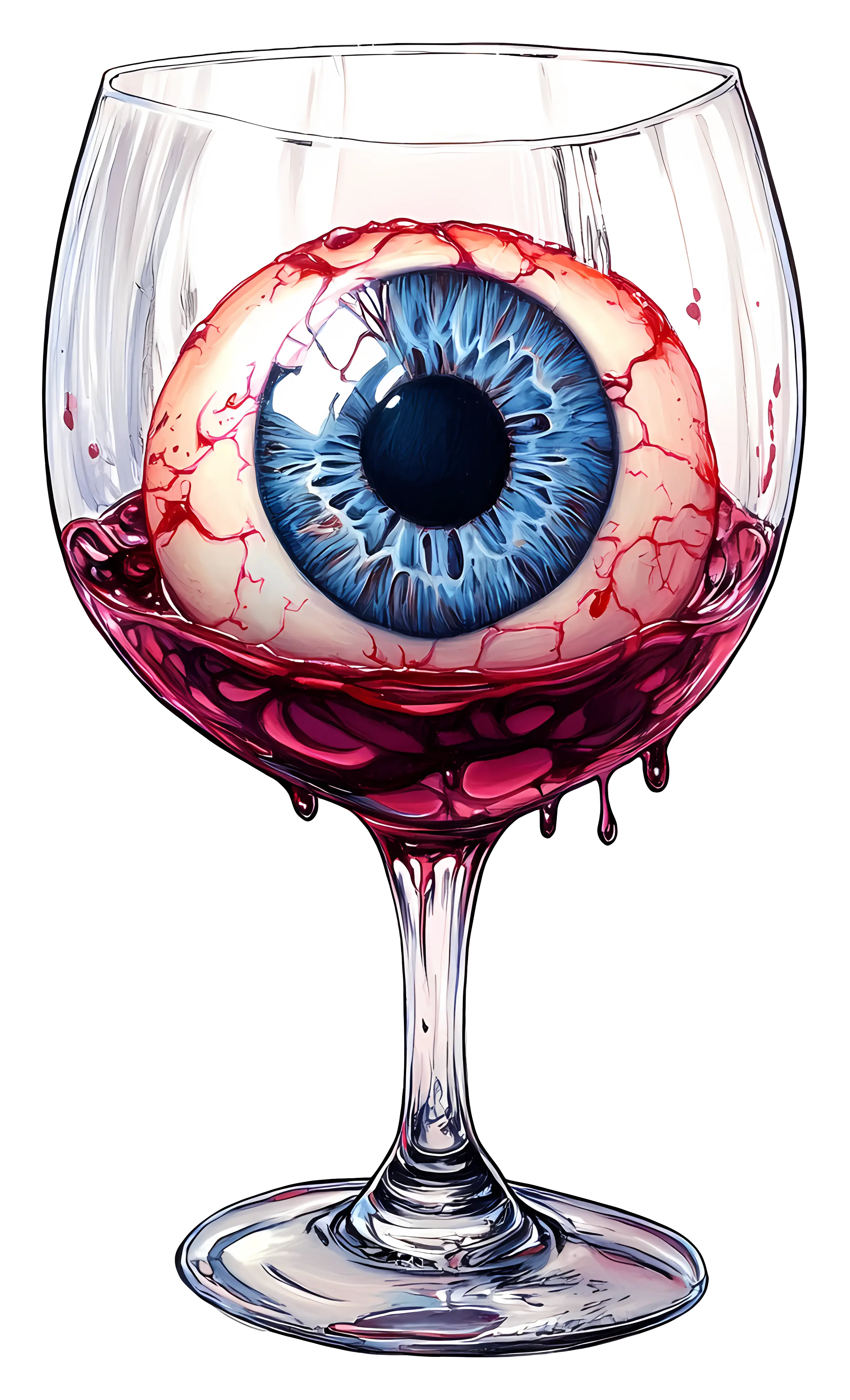 Horrific Eyeball in a Wine Glass Design