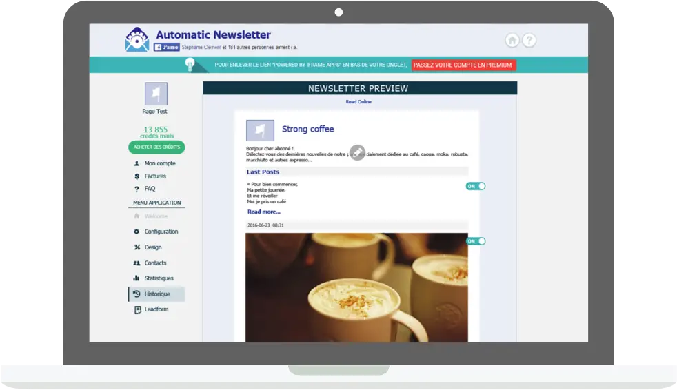 Newsletter on Laptop Screen