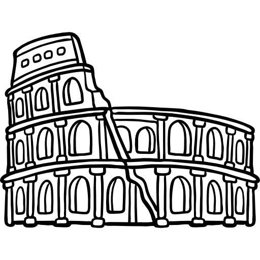 Colosseum Outline Drawing of Roman Landmark