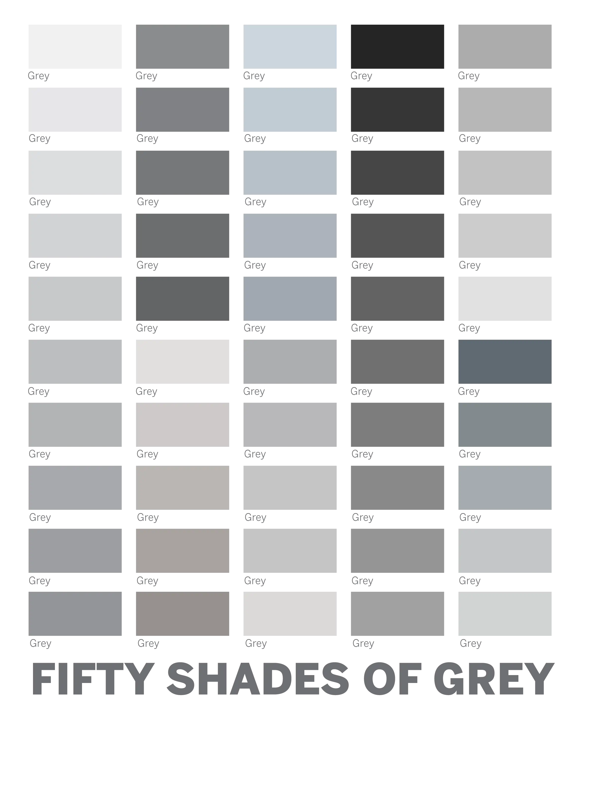 Fifty Shades of Grey Color Chart