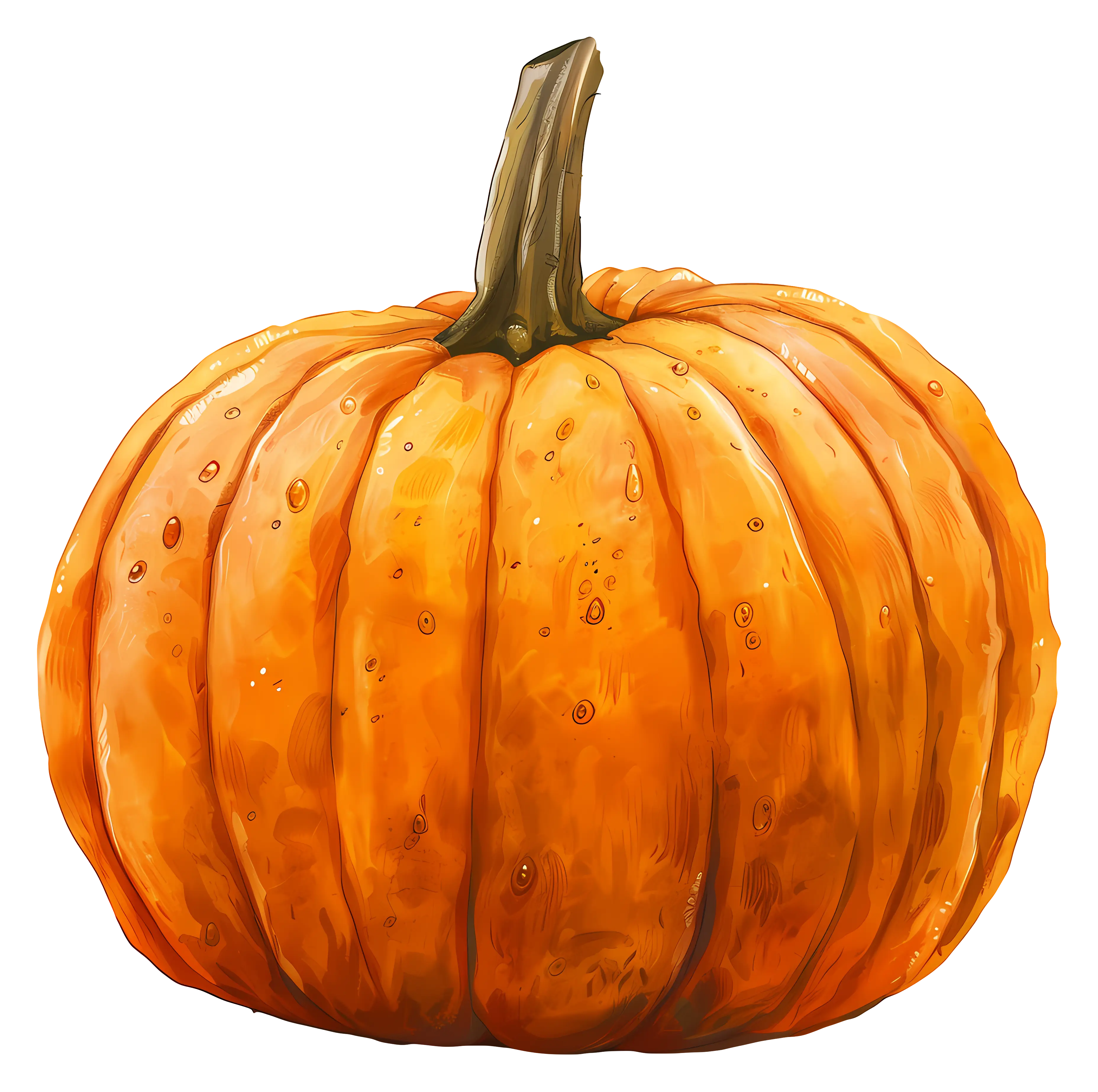 Vivid Orange Pumpkin Illustration for Fall Decor