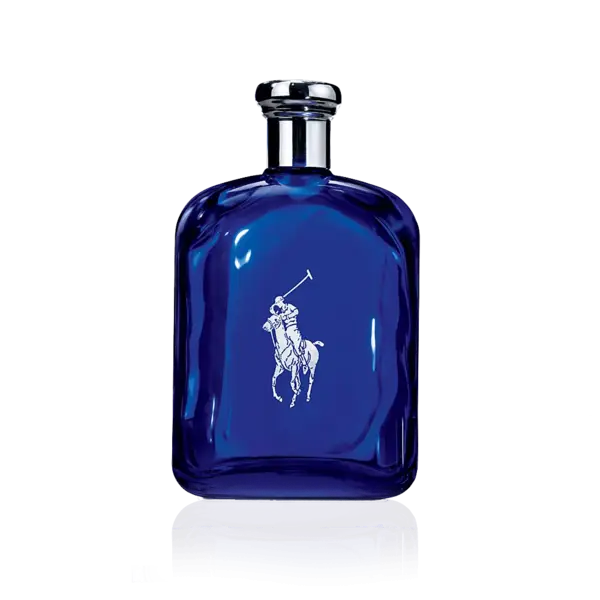 Blue Perfume Bottle with Logo