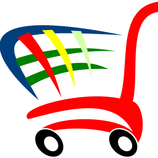 Vibrant Shopping Cart Logo with Colorful Accents