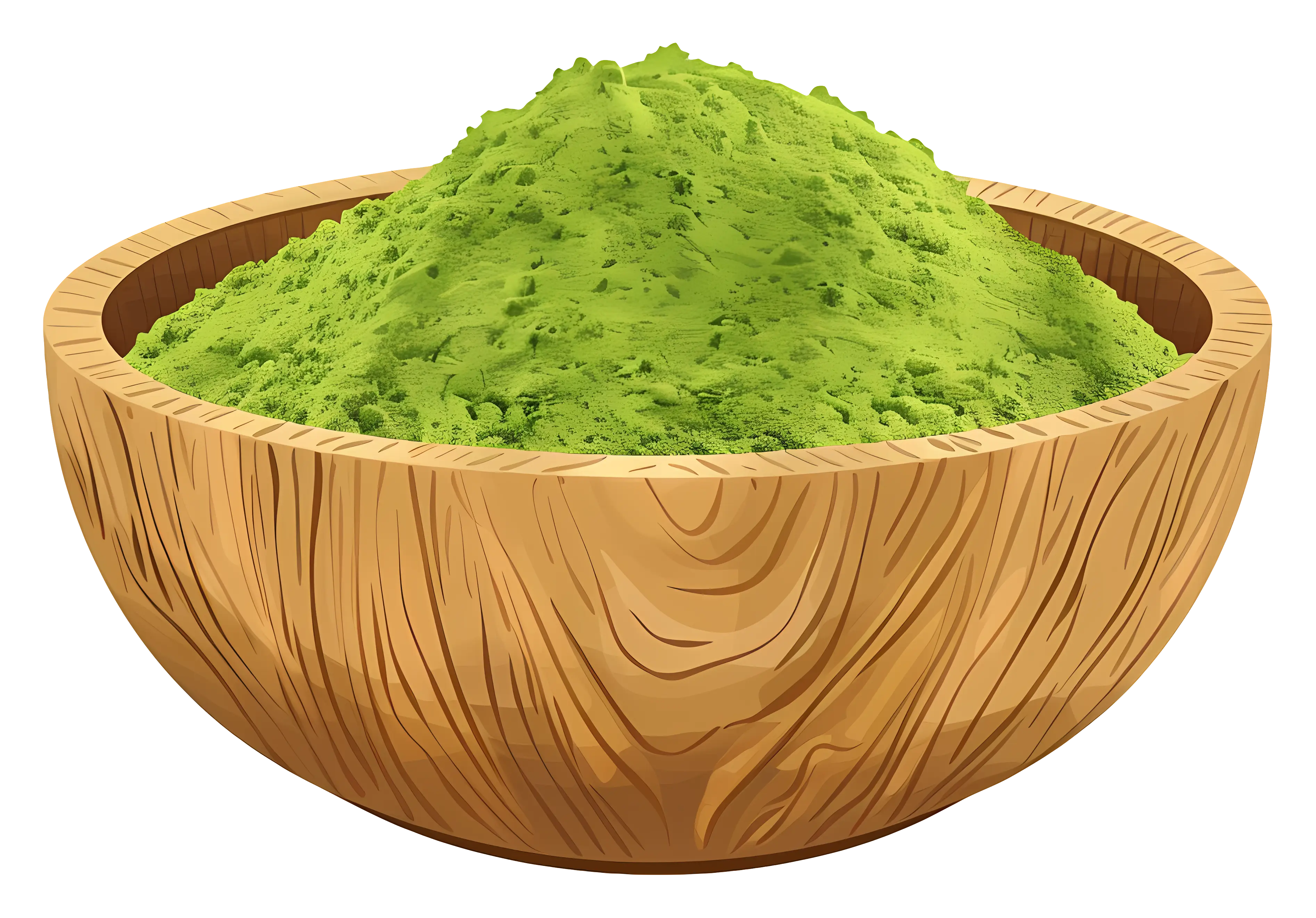 Wooden Bowl of Organic Matcha Tea Powder