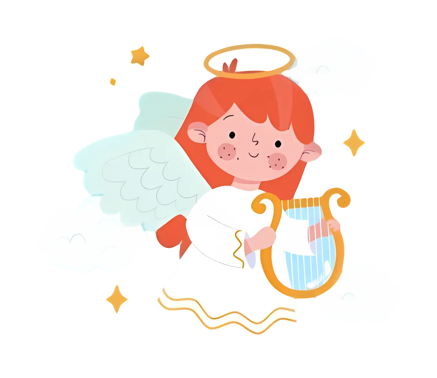 Cute Angel with Harp