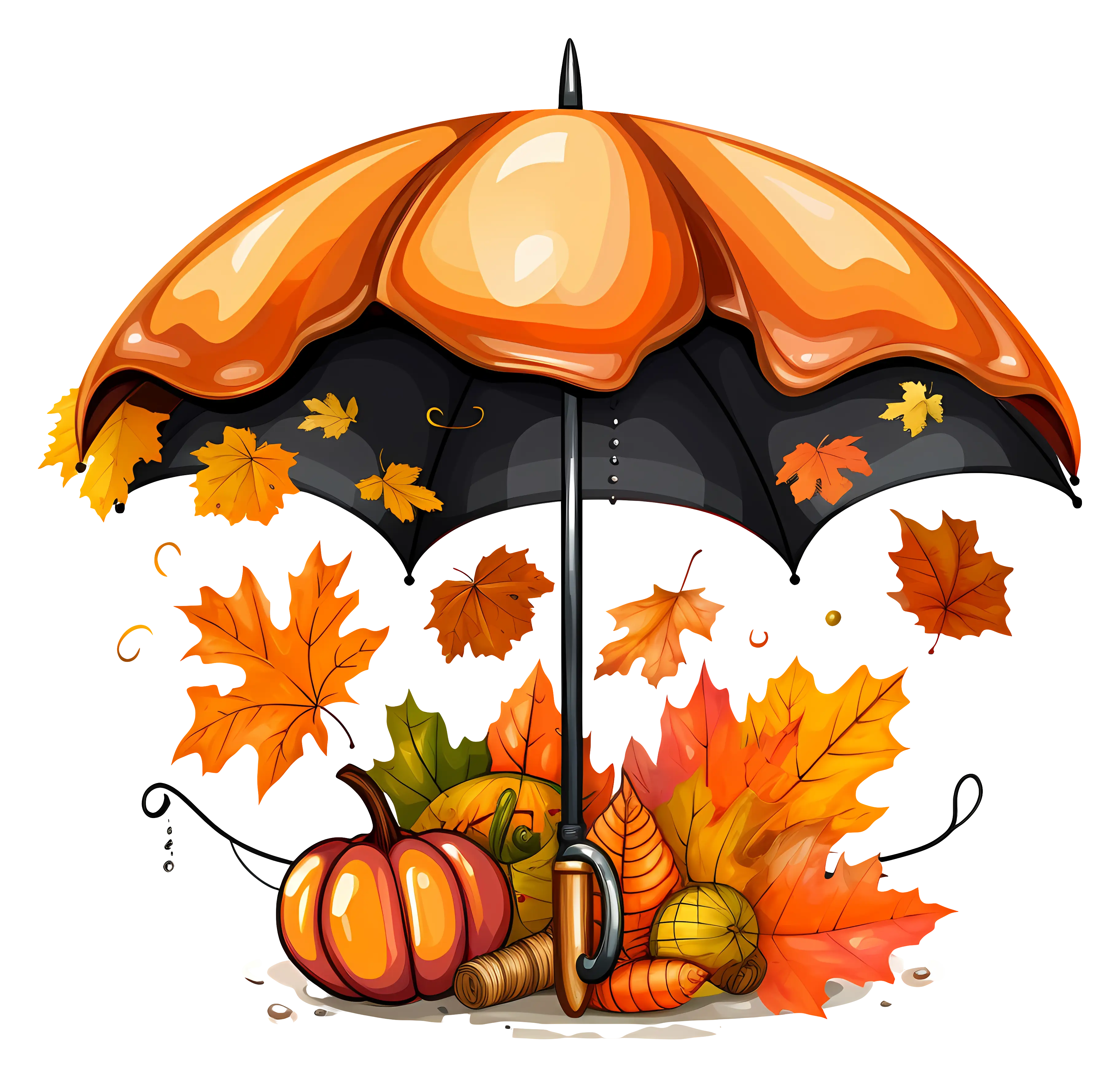 Autumn Umbrella with Leaves