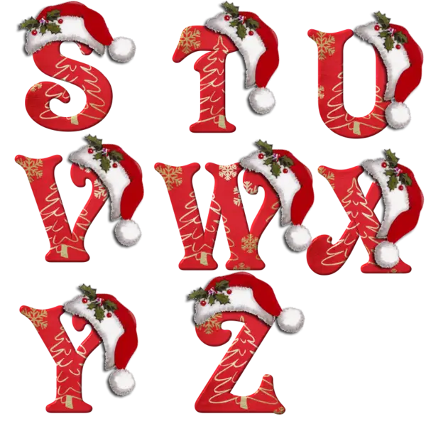 Christmas Themed Alphabet Letters with Santa Hats