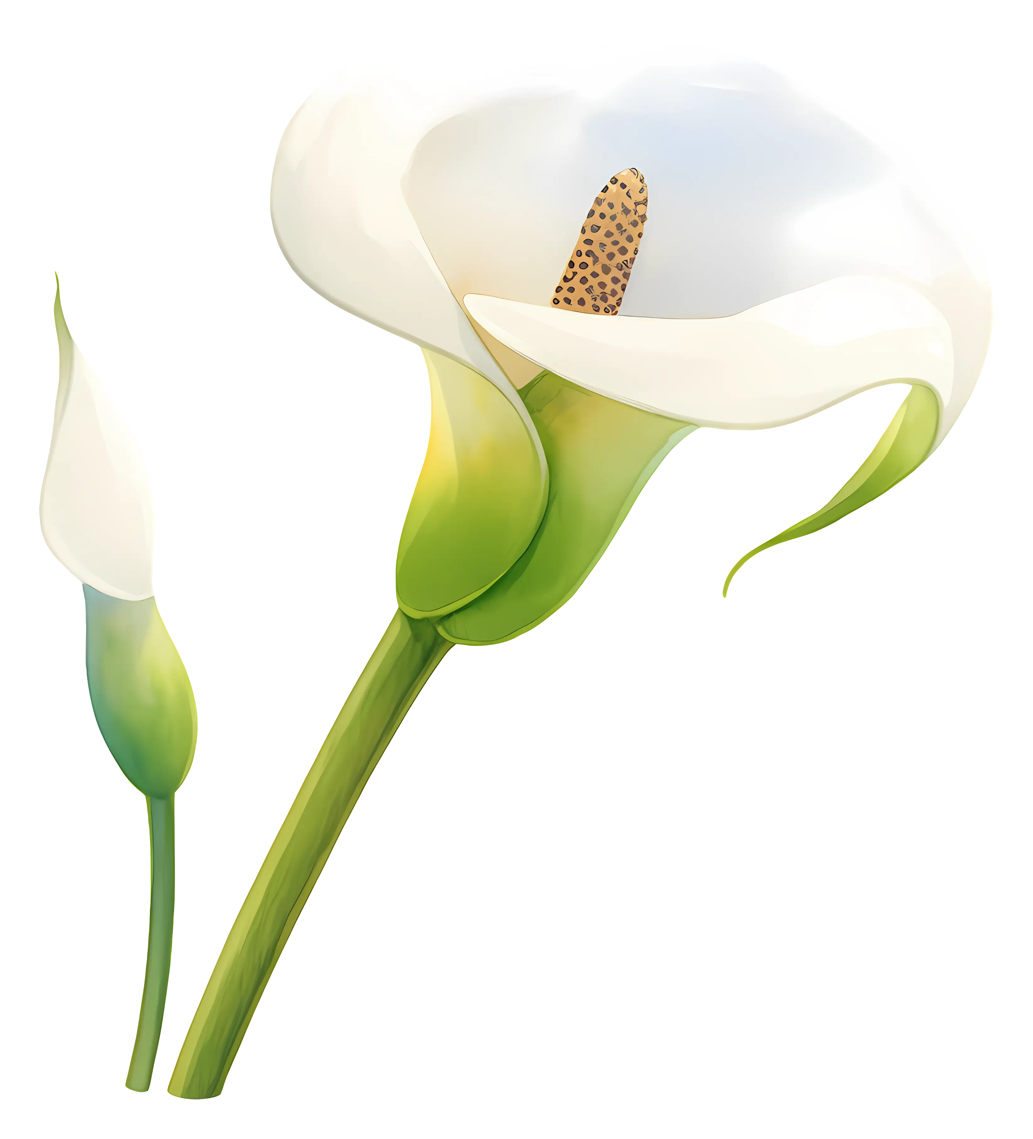 Elegant White Calla Lilies with Green Stems