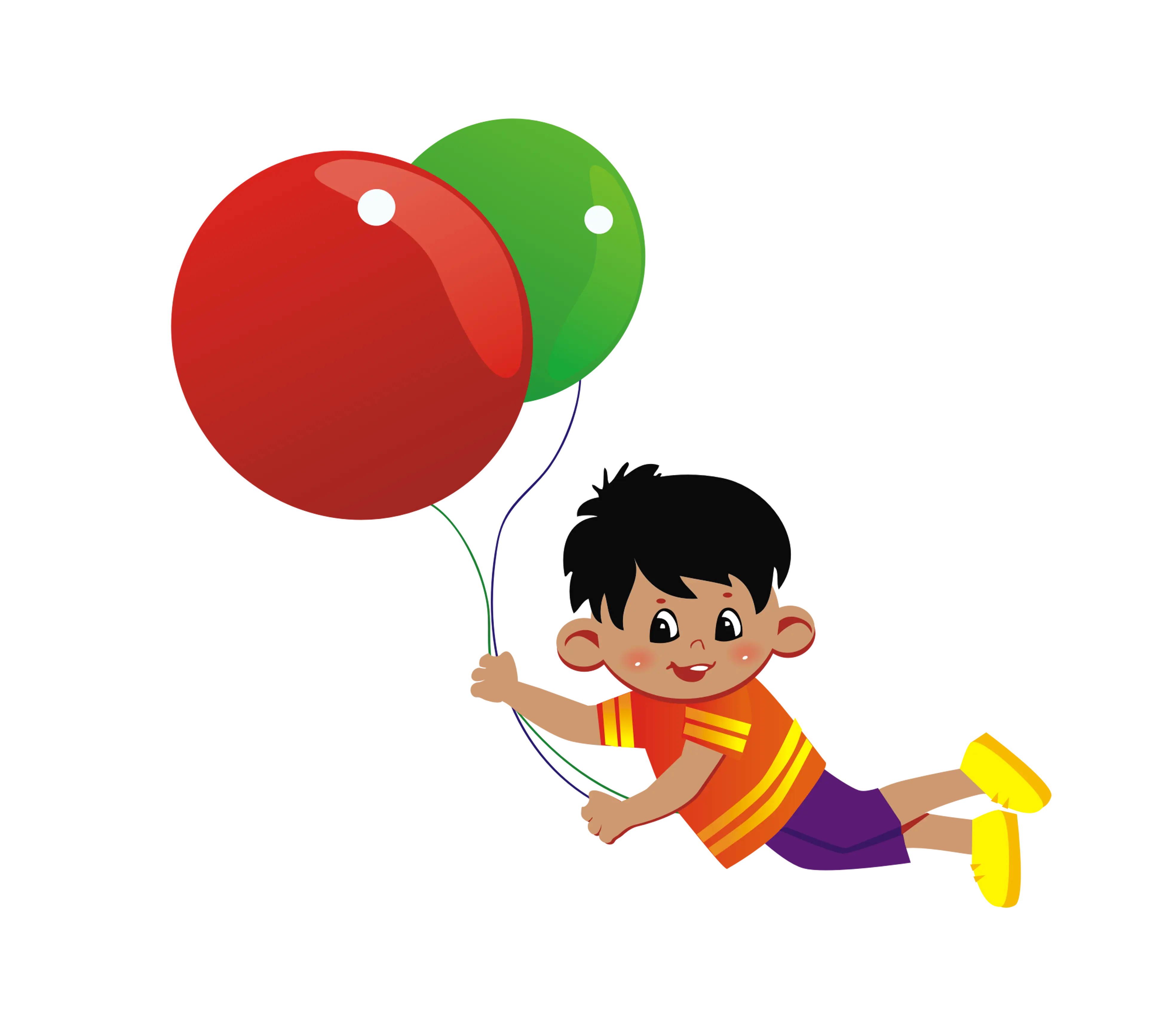 Happy Boy Floating with Balloons