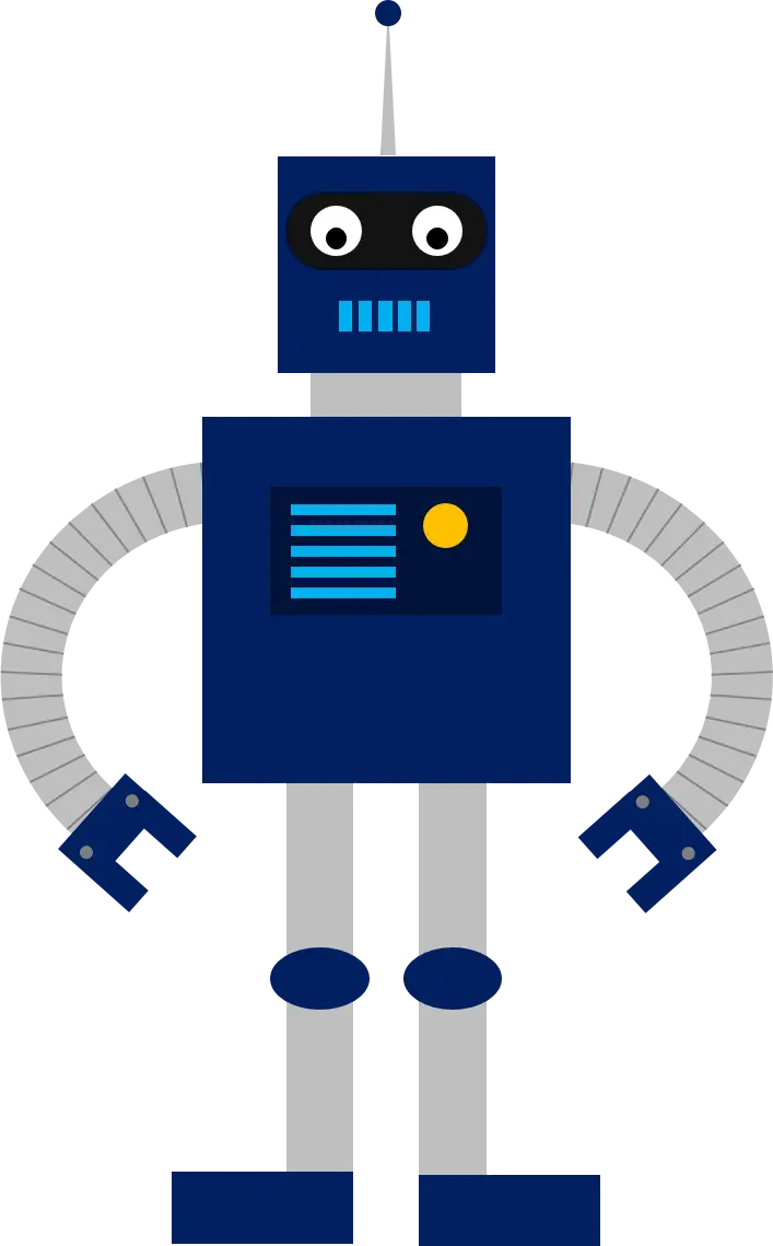 Cute Cartoon Robot with Blue Body