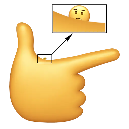 Pointing Hand Emoji with Hidden Face