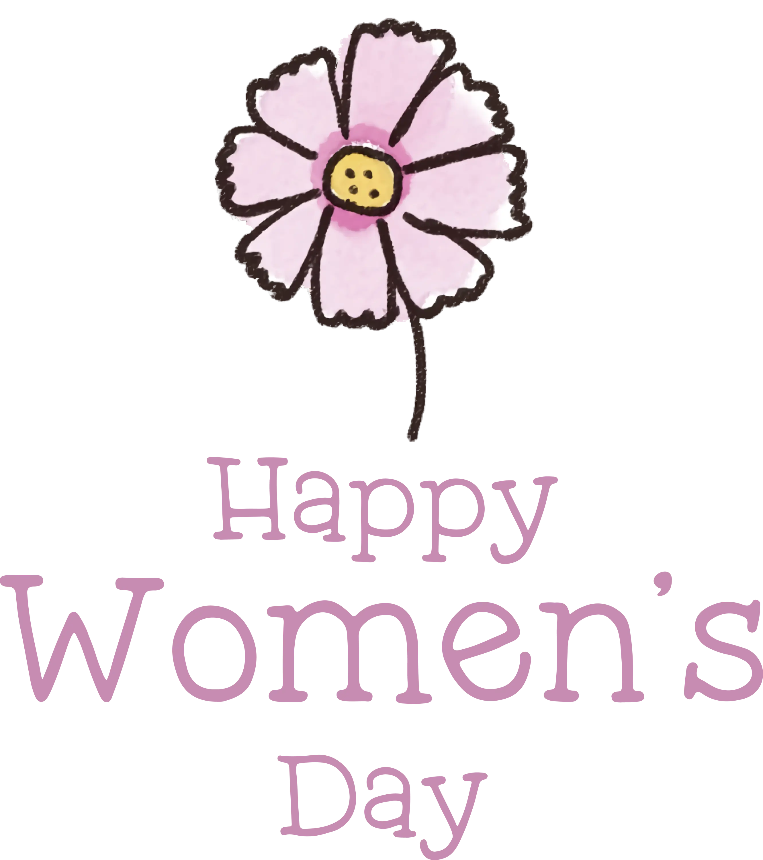 Happy Women&#039;s Day Greeting with Pink Flower Art