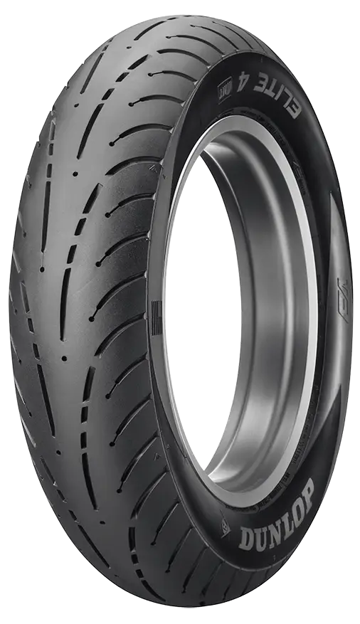 Black Dunlop Motorcycle Tire with Groove Details