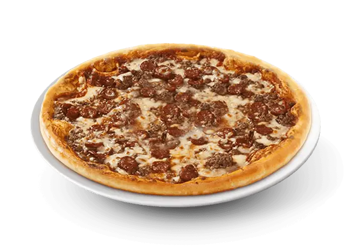 Meat Pizza Served on a Plate