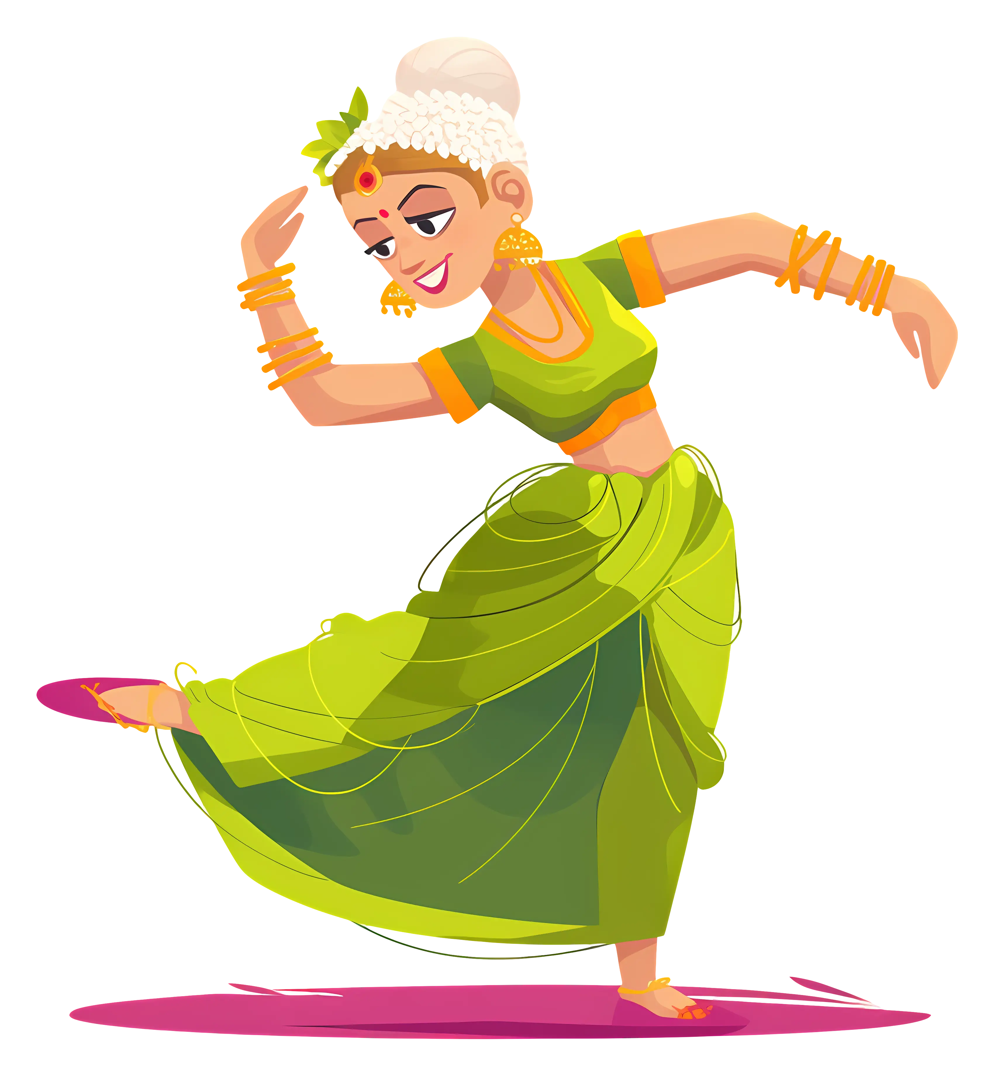Traditional Dancer in Green Attire