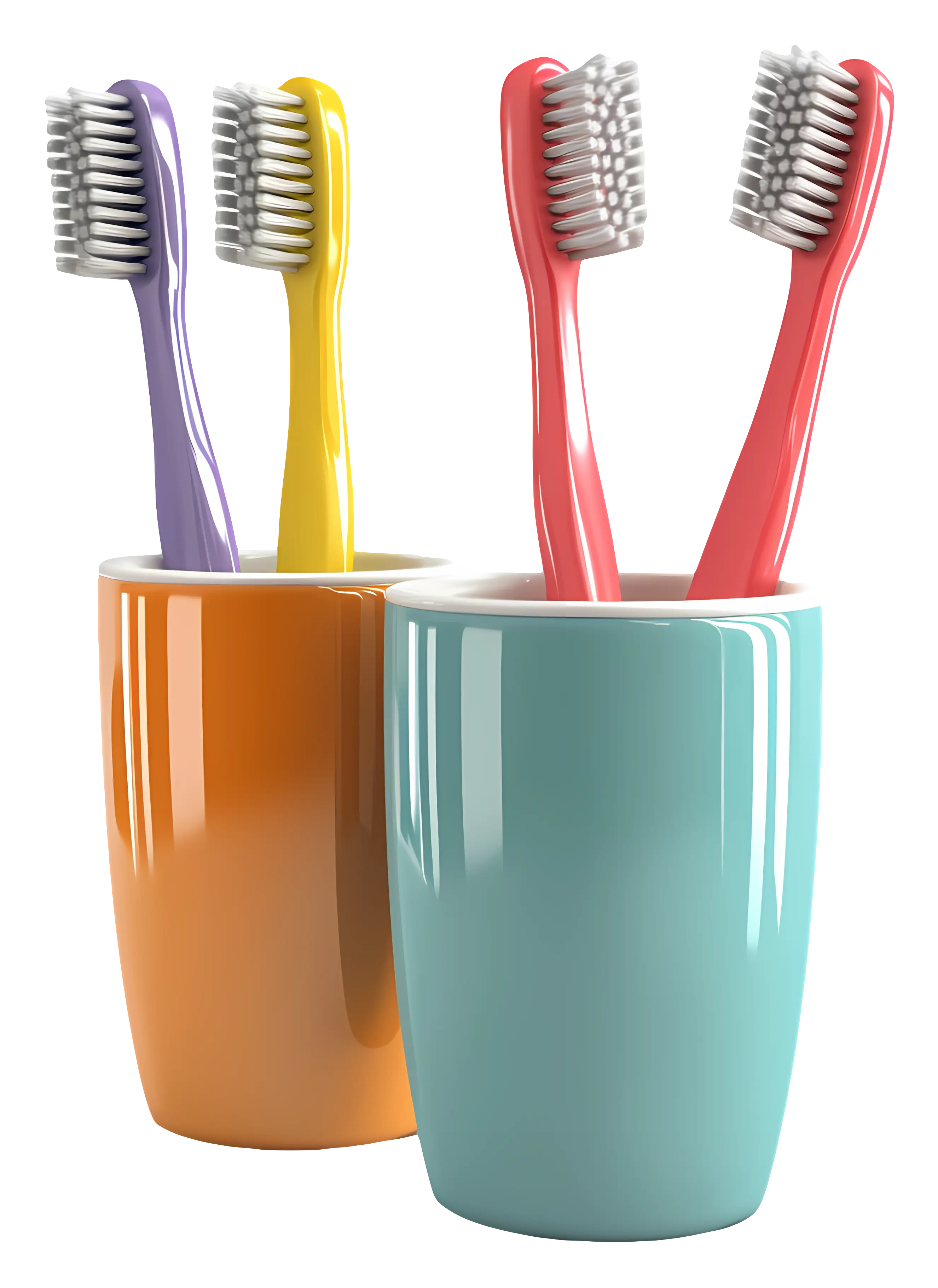 Colorful Toothbrushes in Cups Illustration