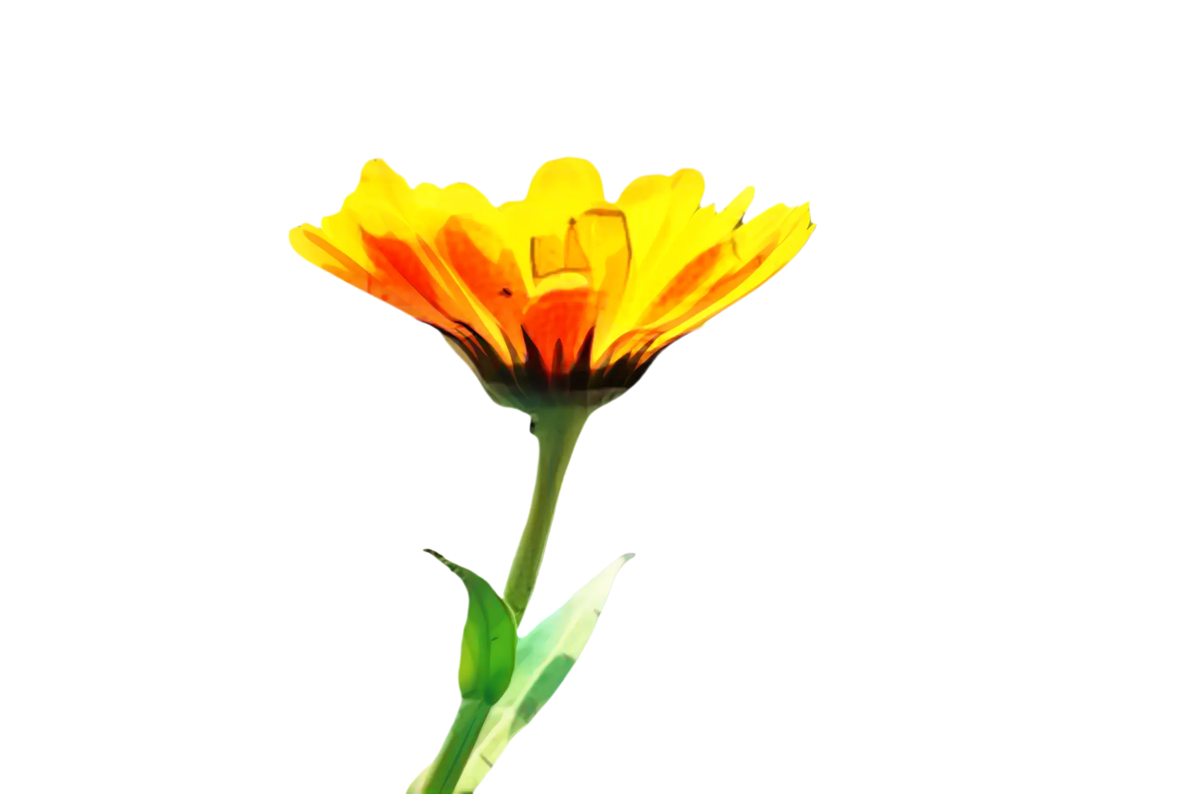 Bright Yellow Flower with Green Stem