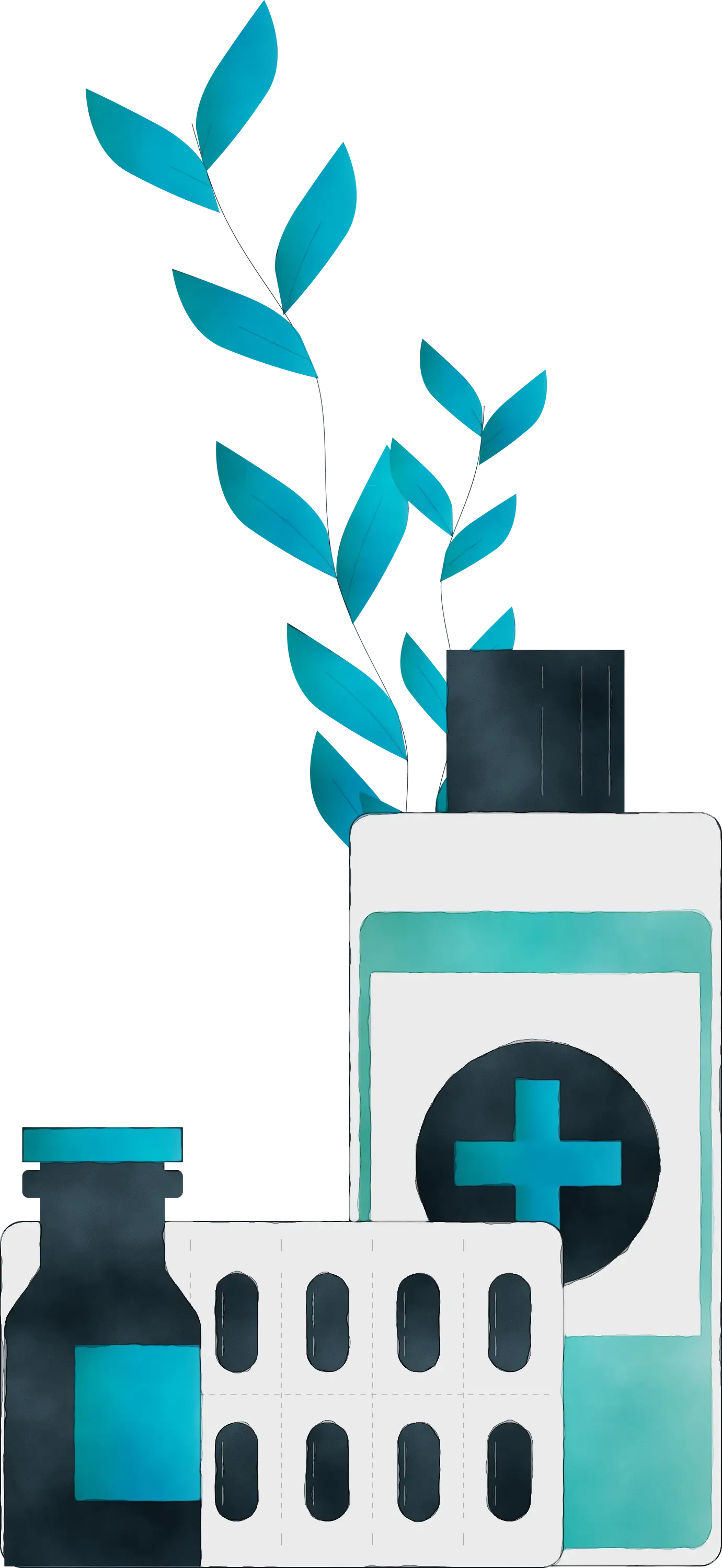 Medical Bottles and Pills Illustration