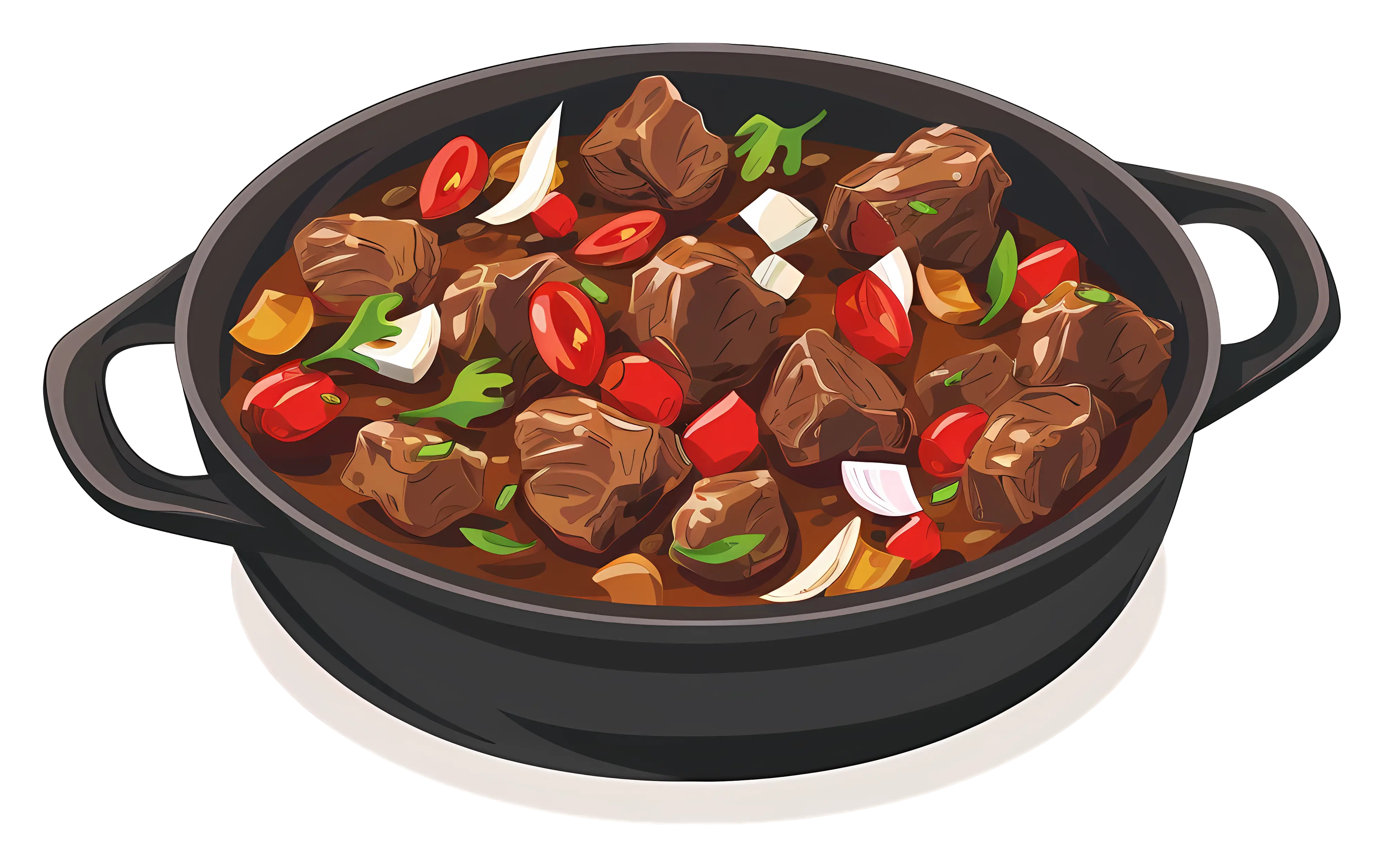 Savory Stew in a Black Pan