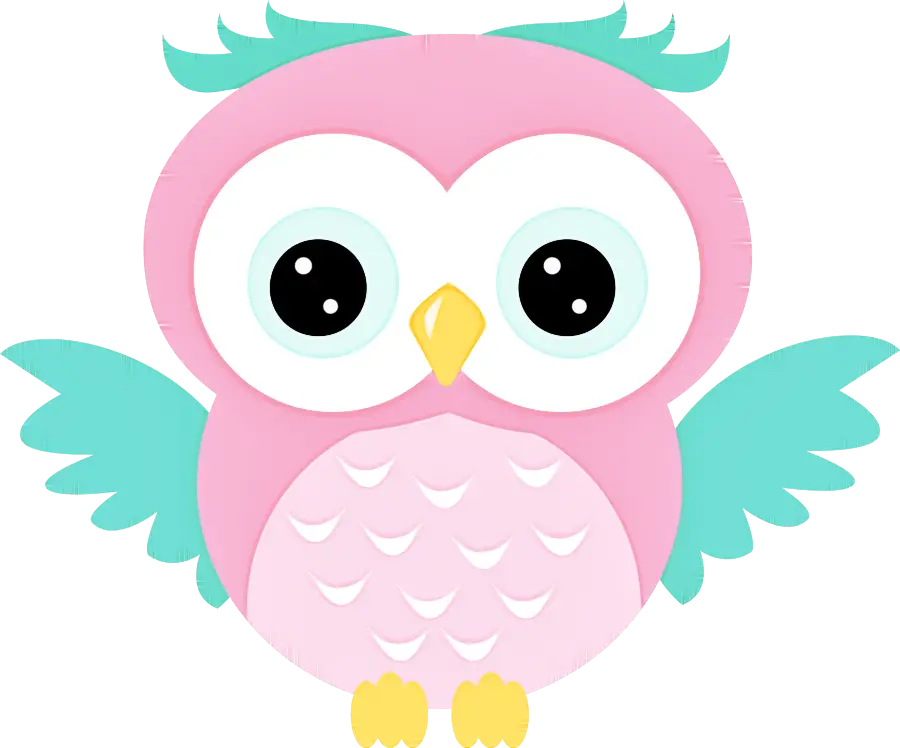 Pink Cartoon Owl with Colorful Wings