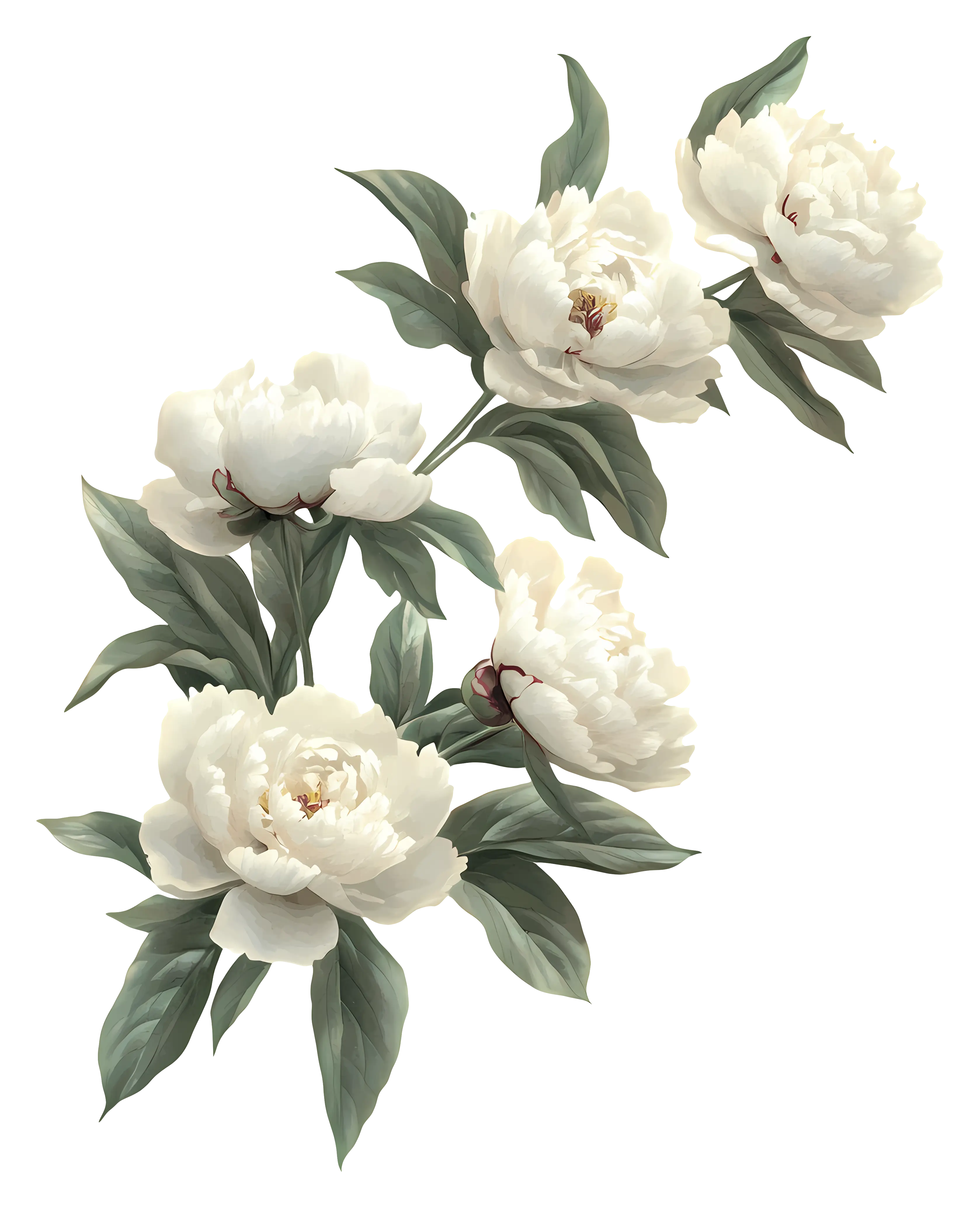 White Peonies in Bloom