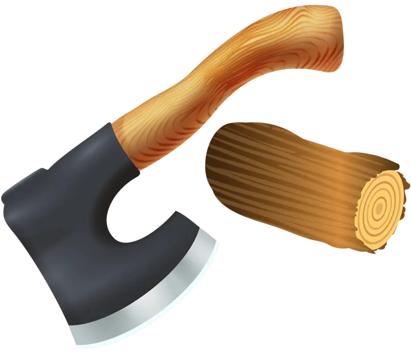 Axe and Log Cartoon Illustration