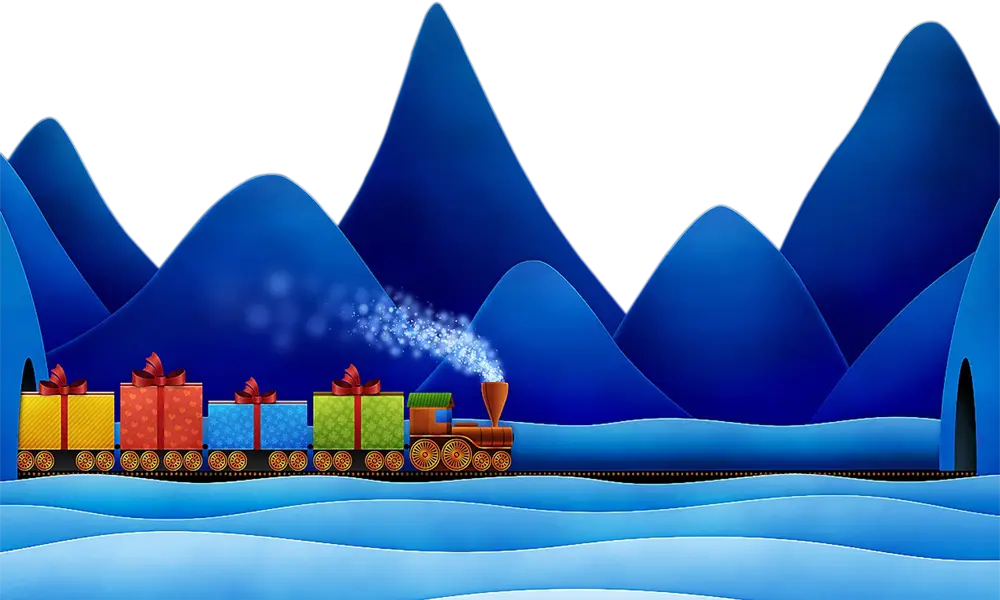 Gift Train in a Winter Landscape