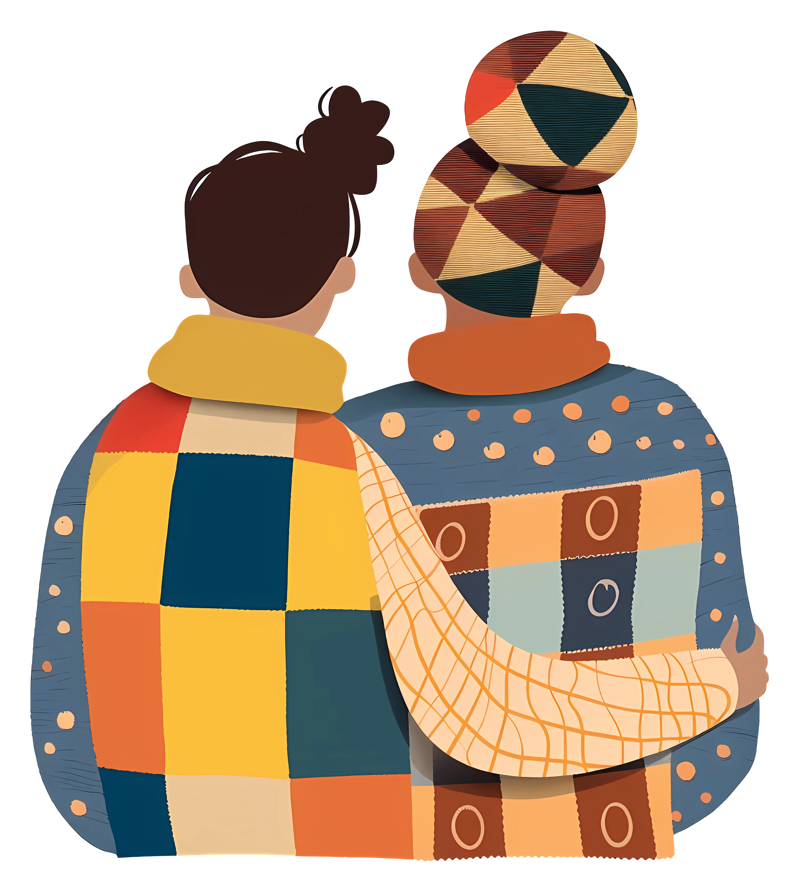 Two People Hugging from Back View