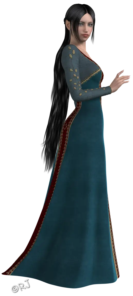 Medieval Woman in Blue Gown