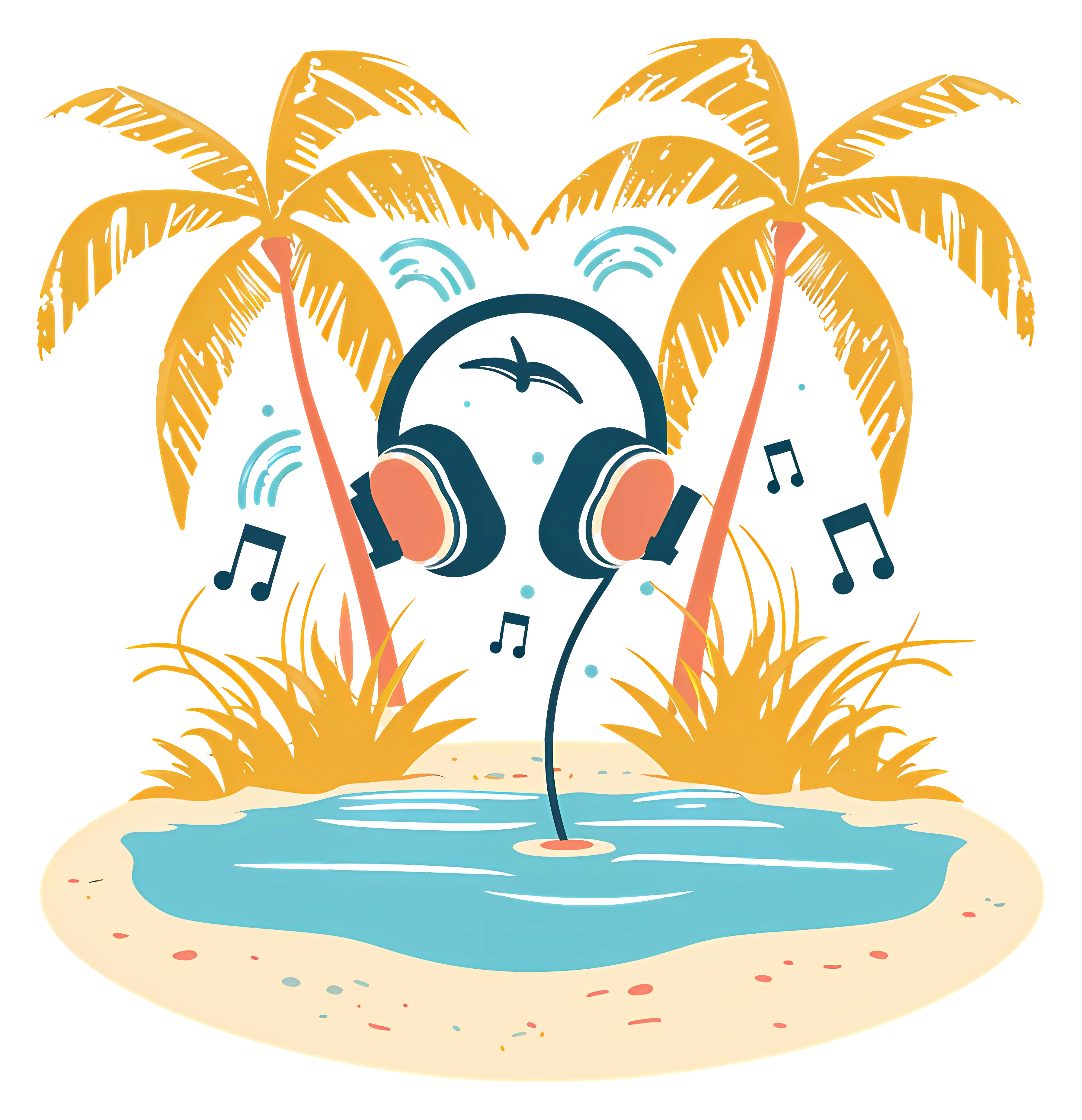 Headphones on a Tropical Beach
