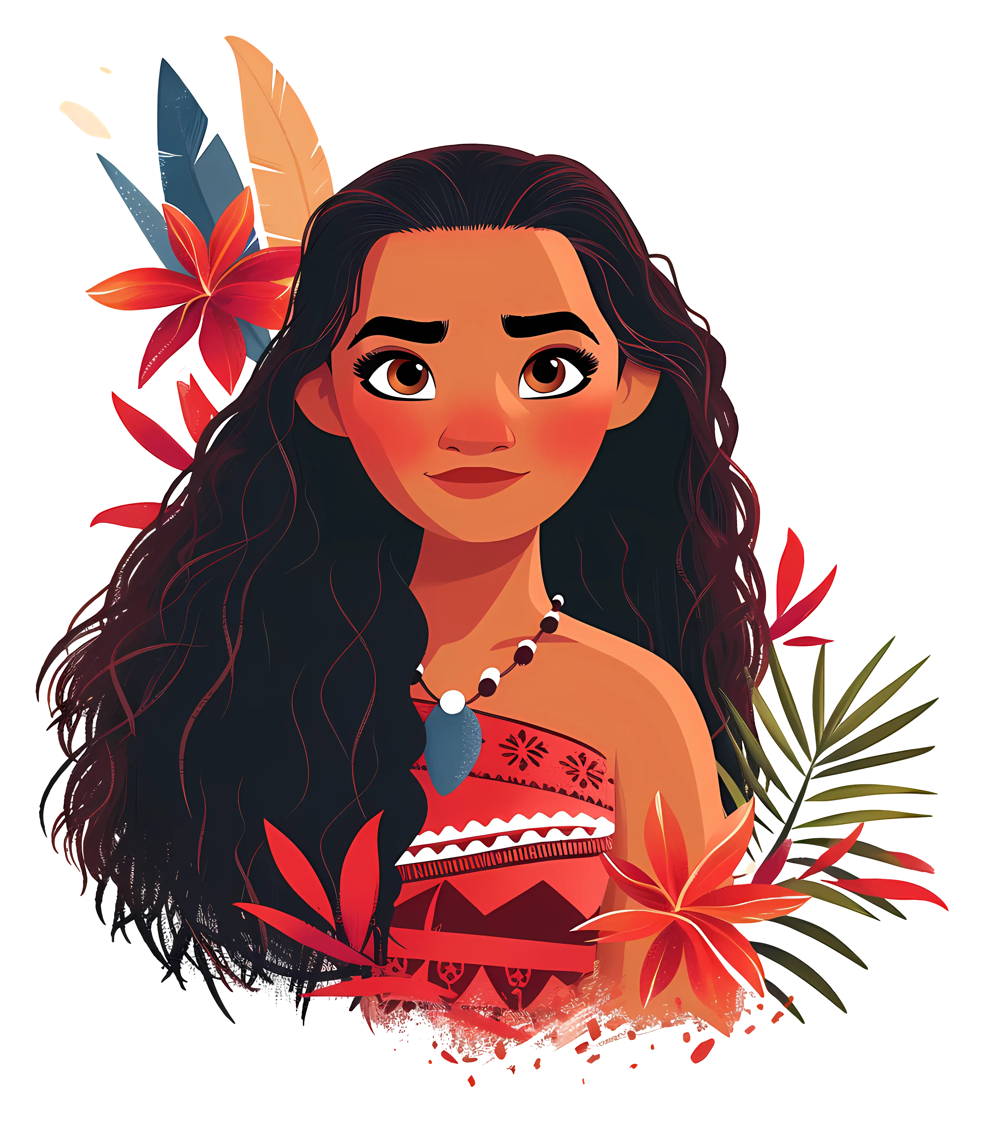 Woman Illustration with Tropical Floral Accents