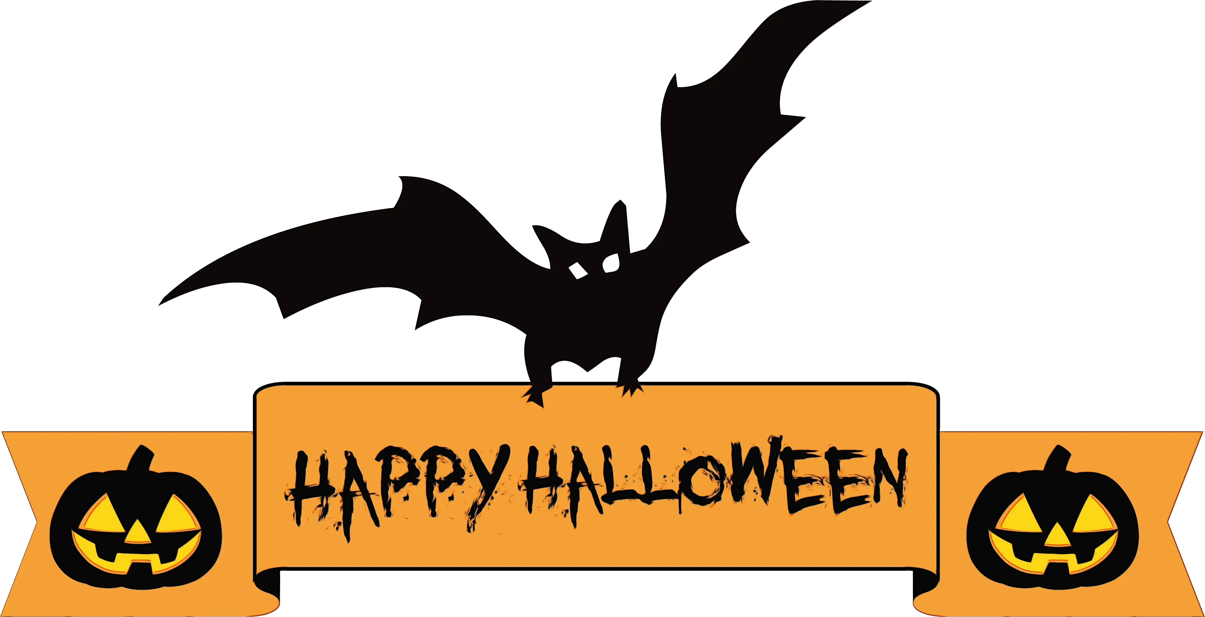Halloween Banner with Bat and Pumpkins