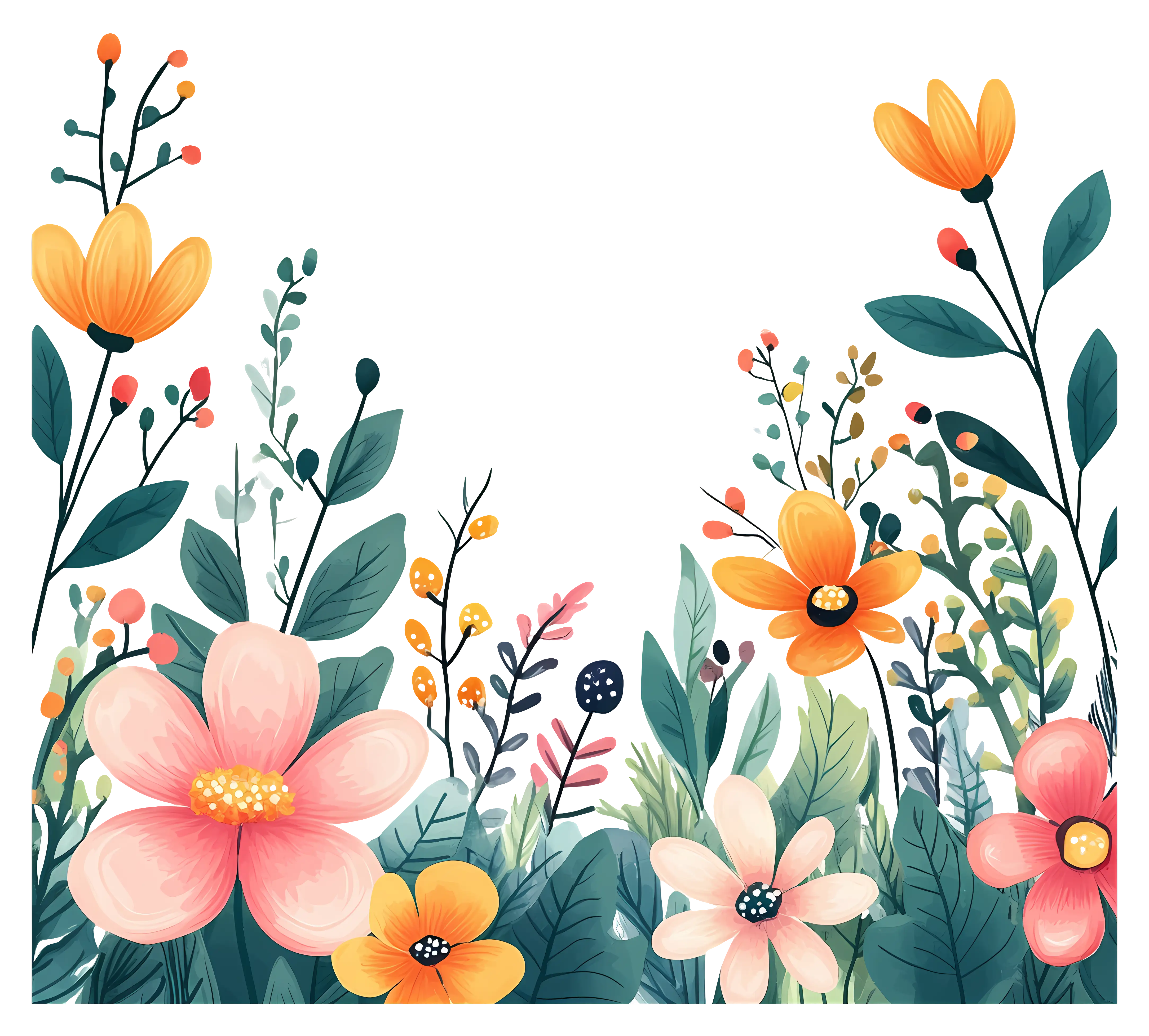 Vibrant and Colorful Floral Illustration