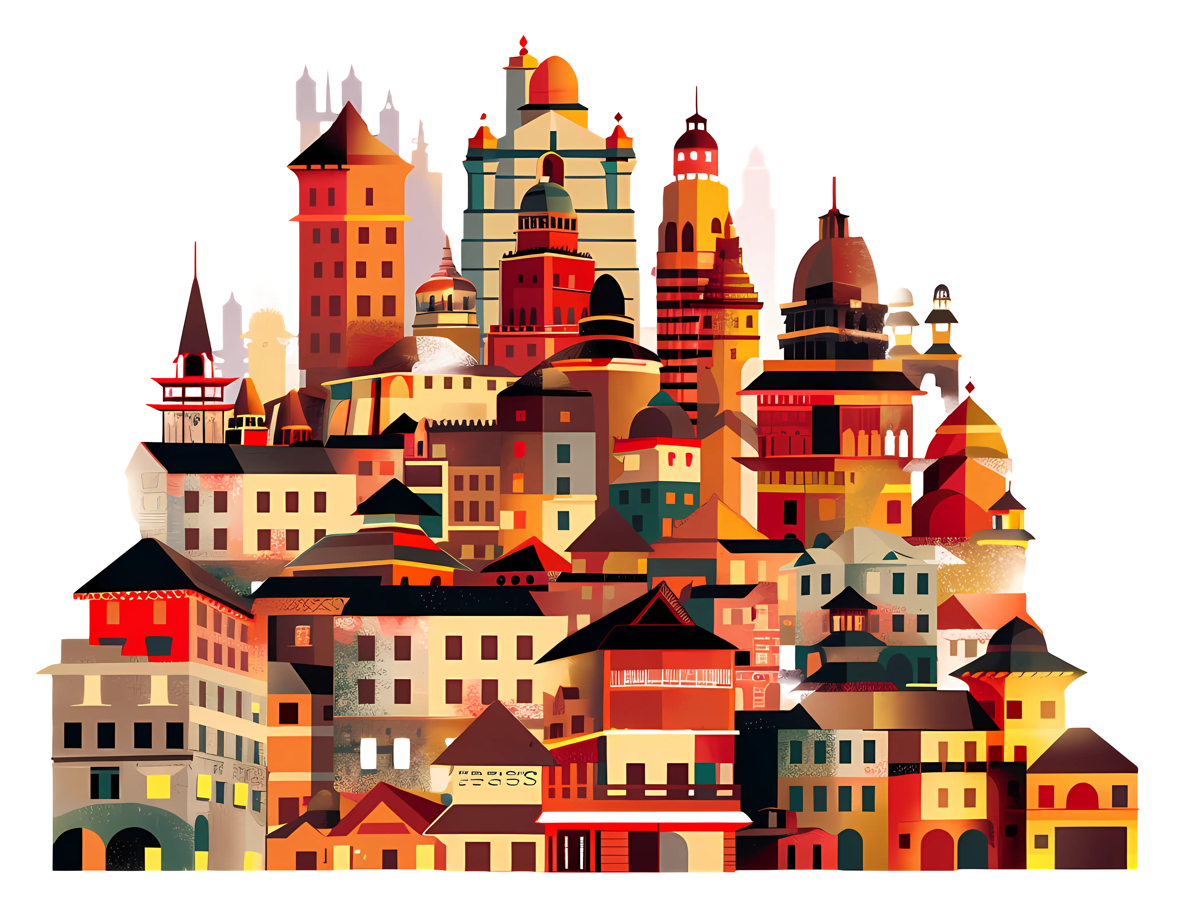 Colorful City Buildings