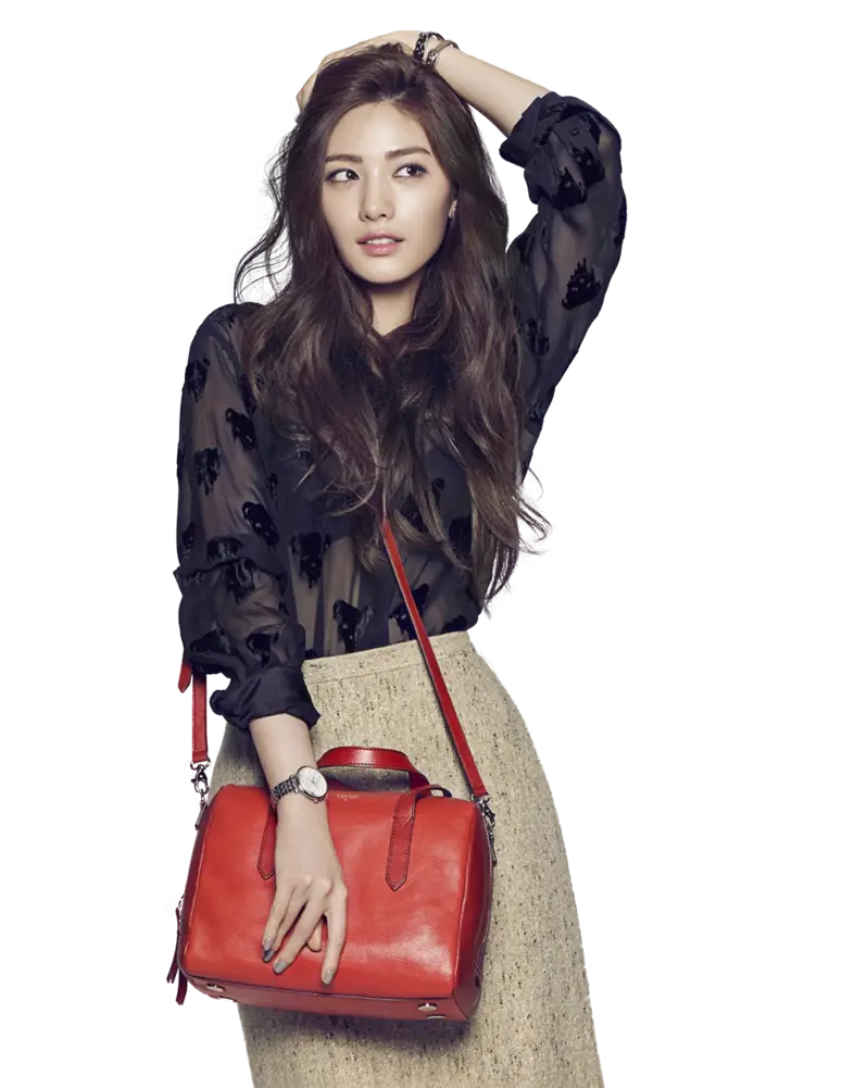Woman with Red Handbag