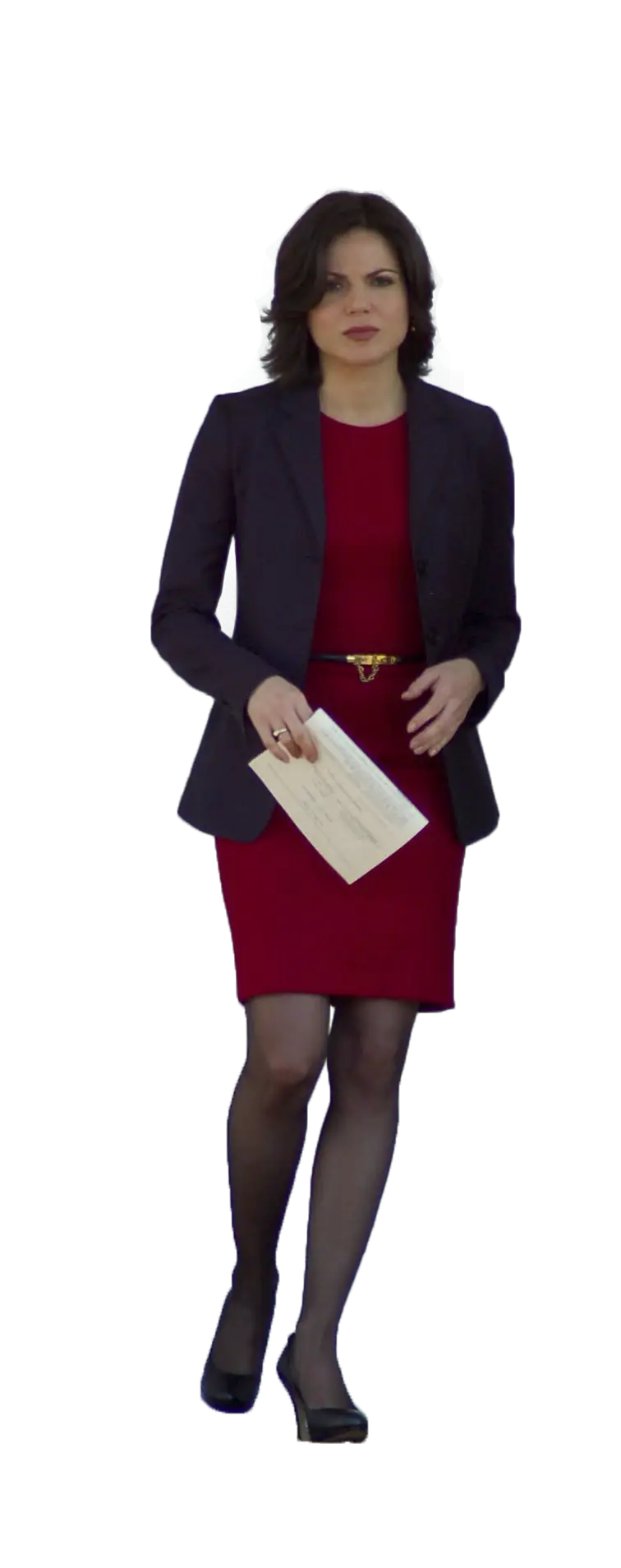 Woman in Red Dress Holding Paper