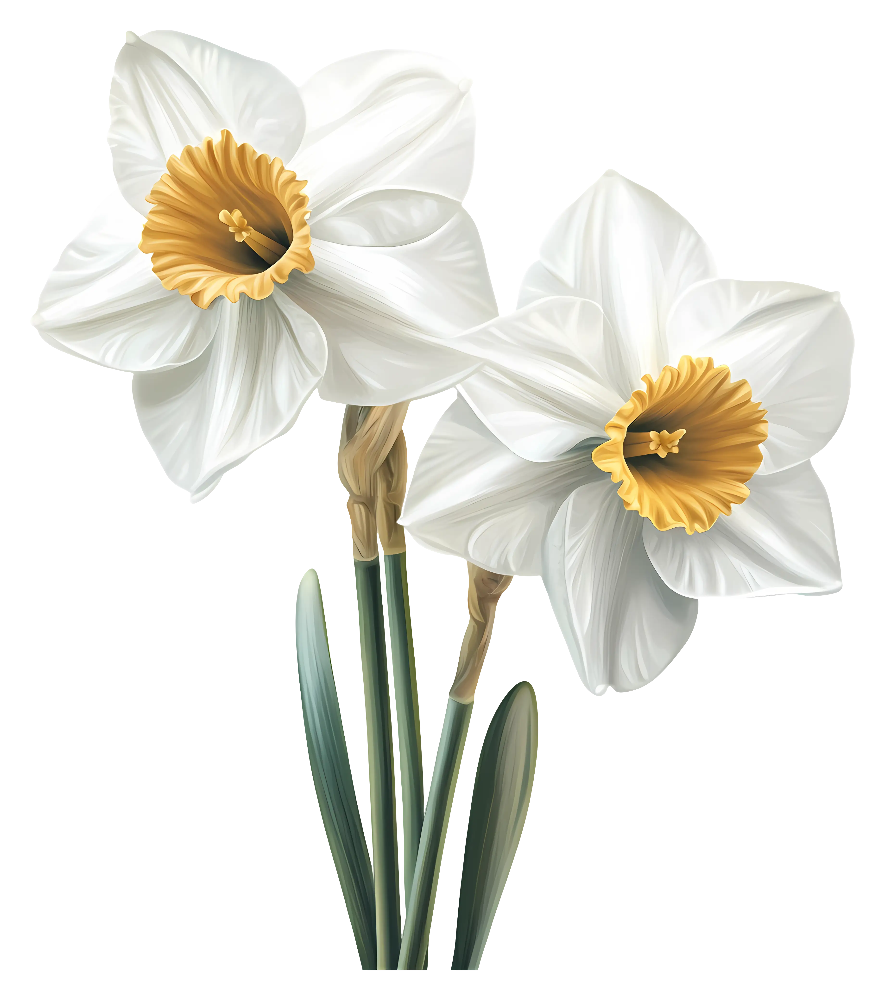 White Daffodil Flowers Illustration