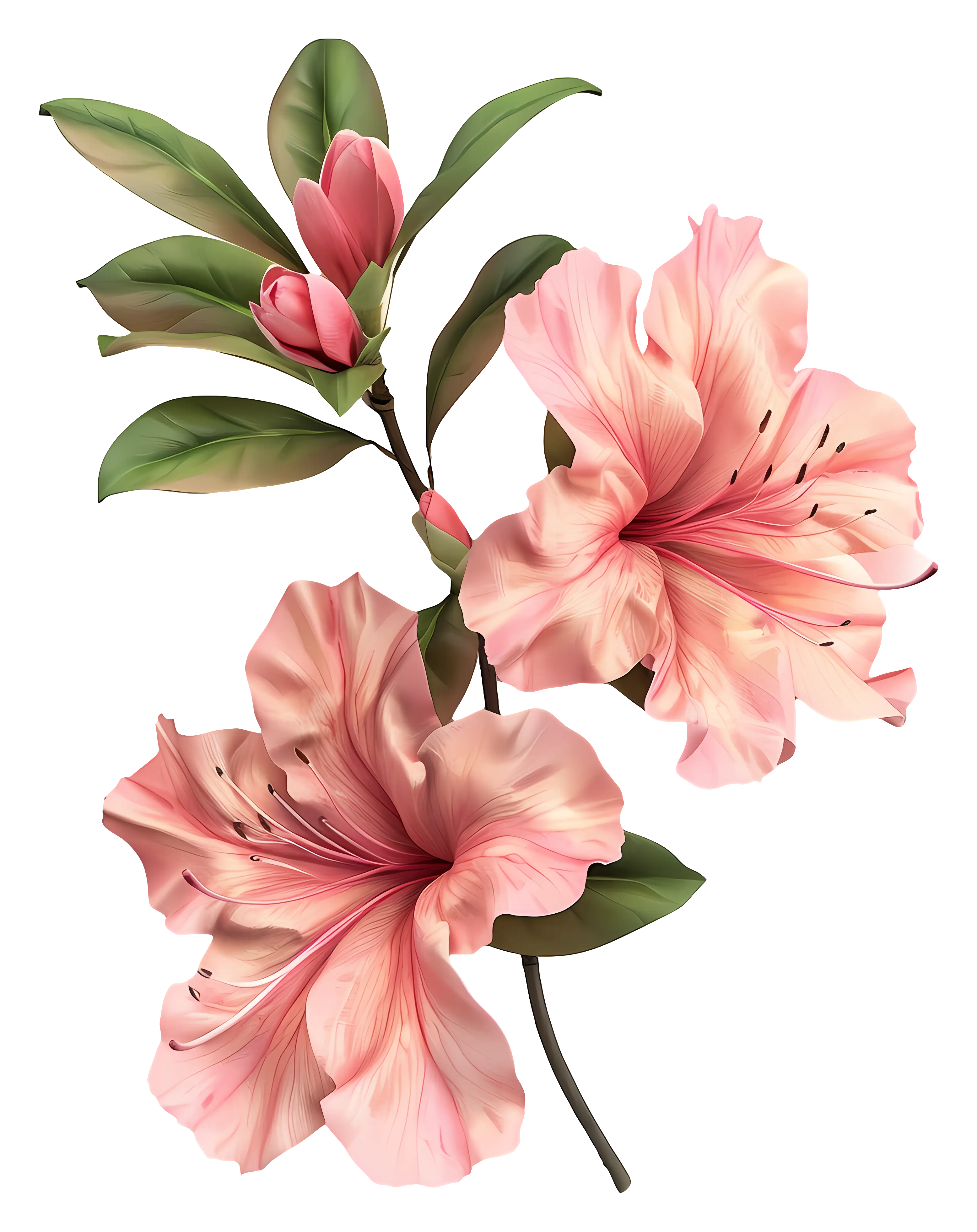 Pink Azalea Flowers Illustration