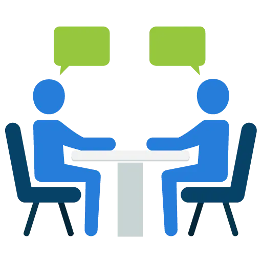 Business Meeting Illustration with Conversation Icons