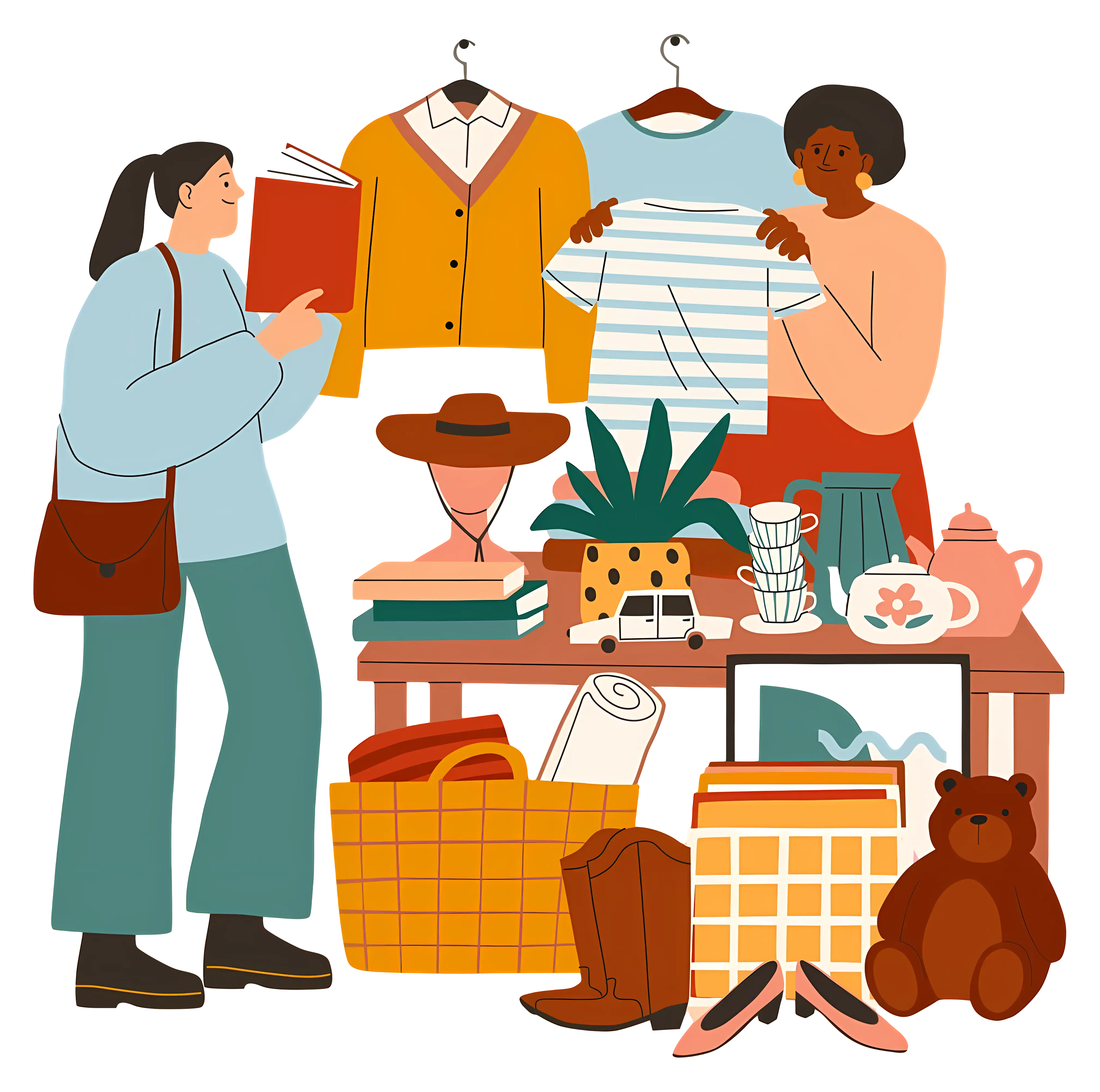 People Shopping at Clothing Sale