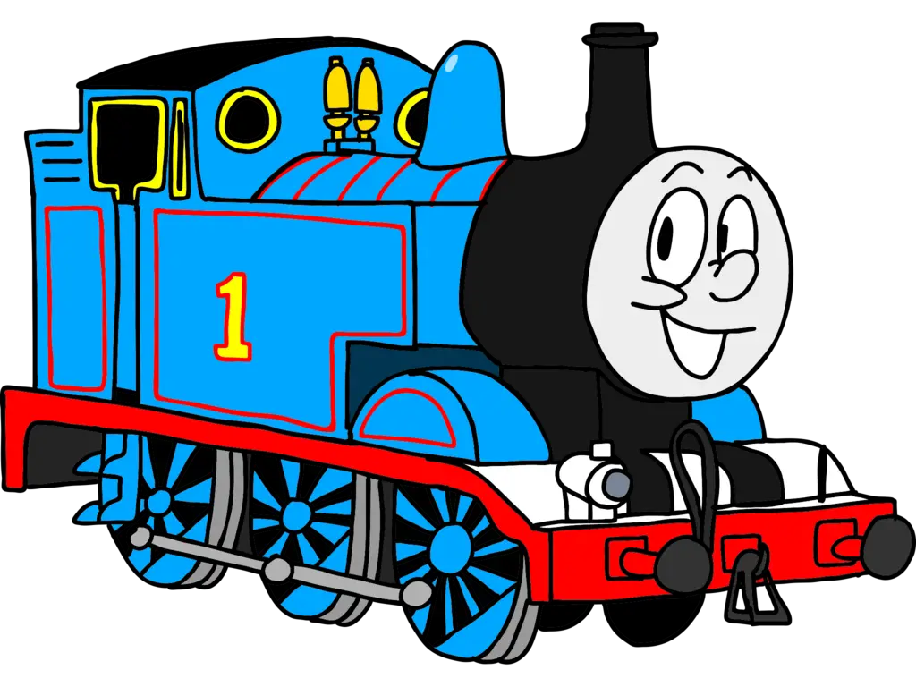 Blue Cartoon Train with Smiling Face