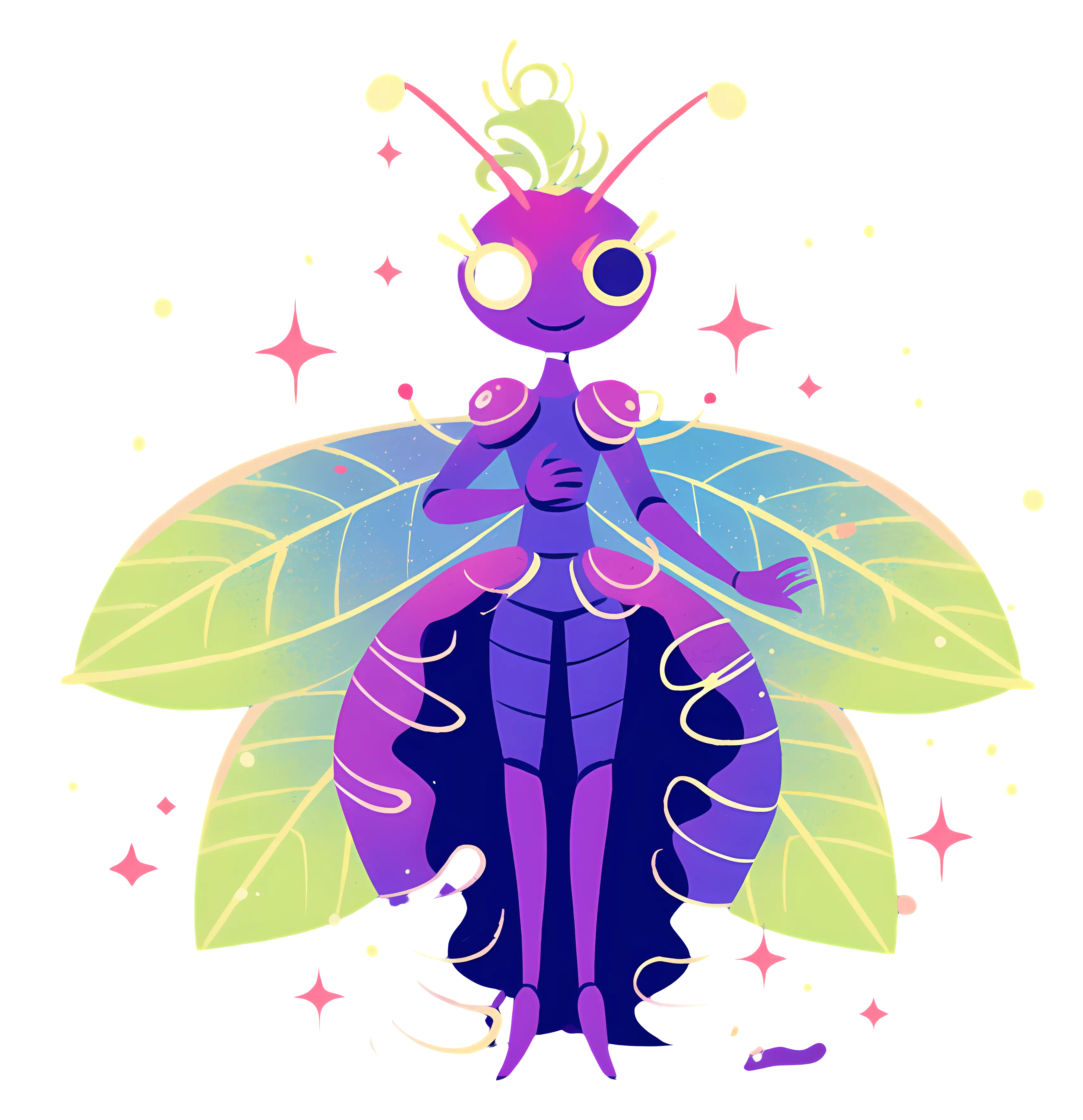 Colorful Cartoon Insect with Wings
