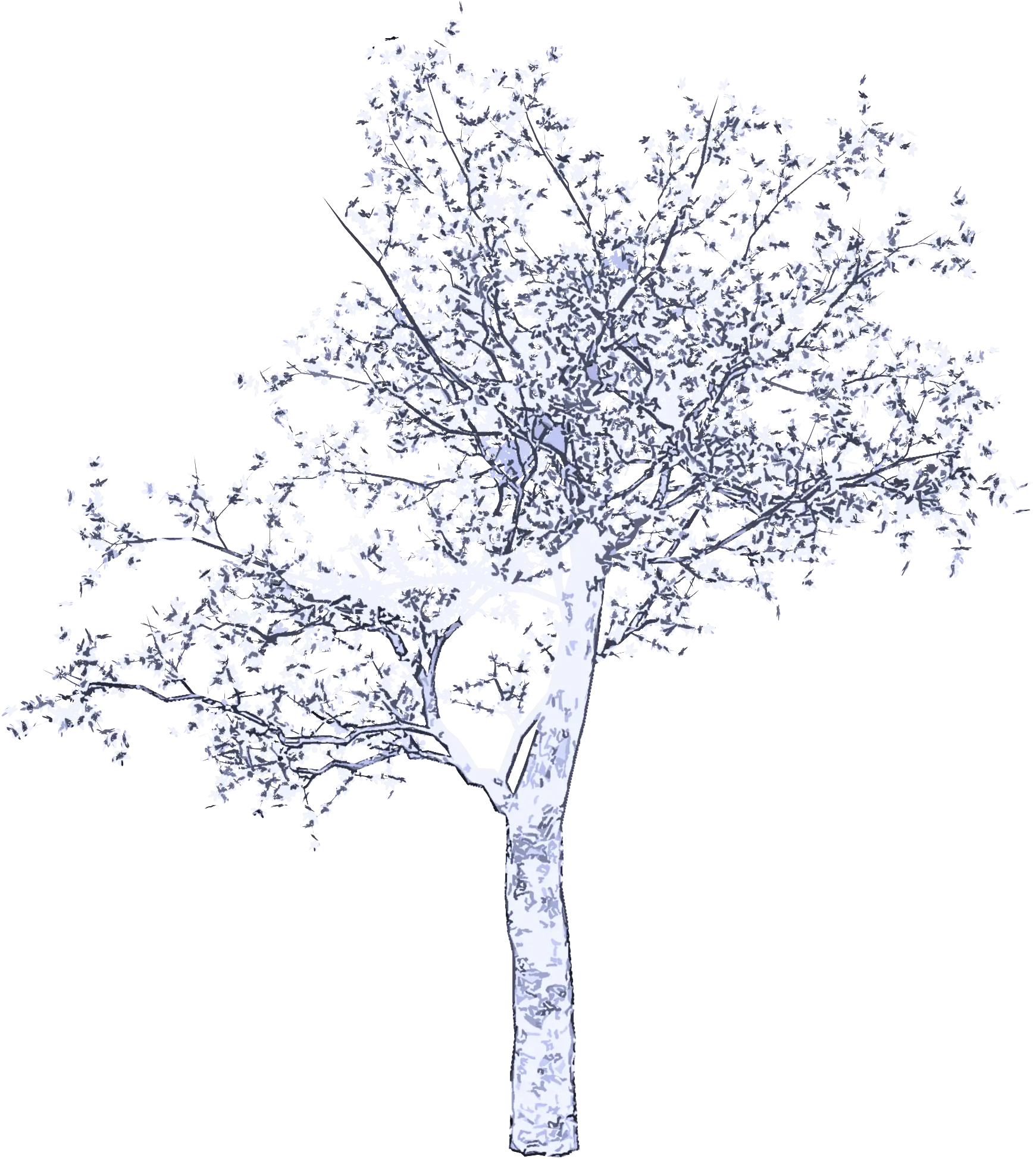 Blue Tree Sketch in Minimalist Style