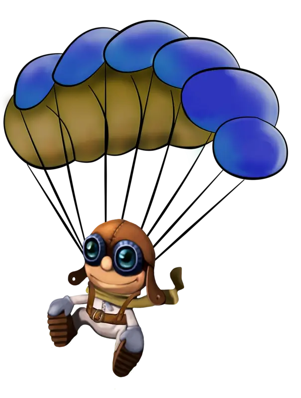 Parachuting Cartoon Character with Goggles