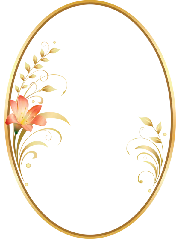 Elegant Oval Golden Frame with Flower