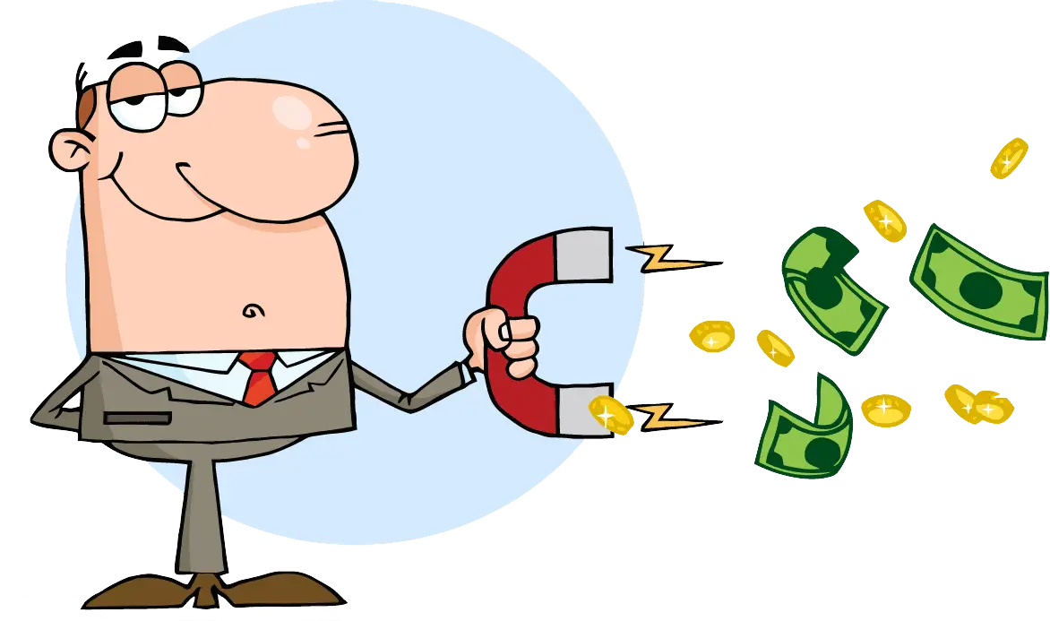 Businessman Attracting Money with Magnet