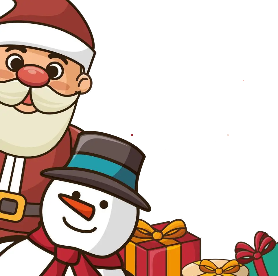 Santa and Snowman with Gifts Illustration