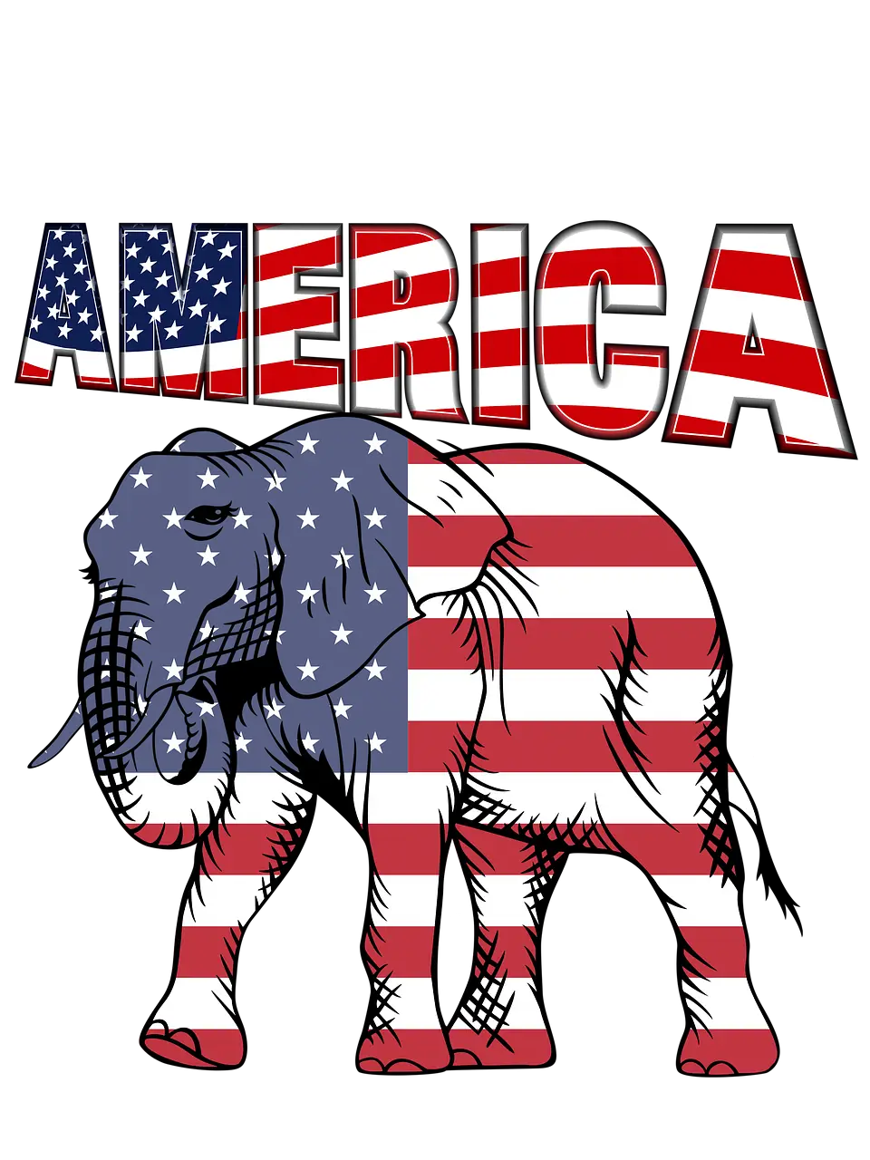 American Flag Elephant Patriot Symbol