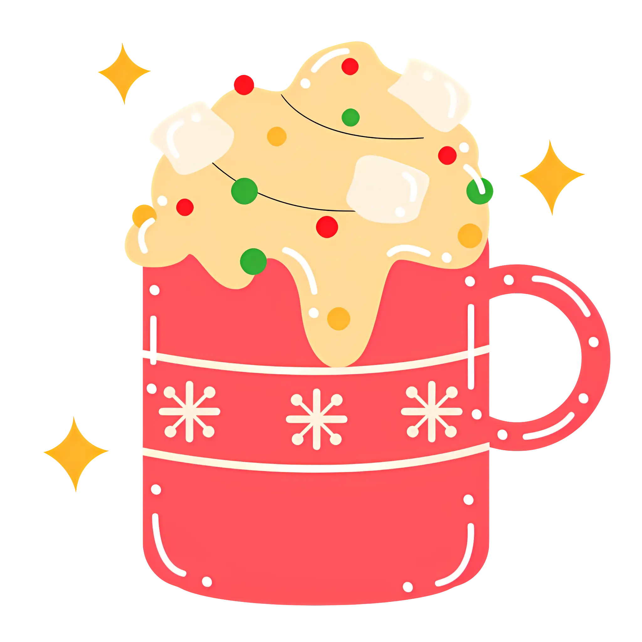 Festive Red Cup with Marshmallows